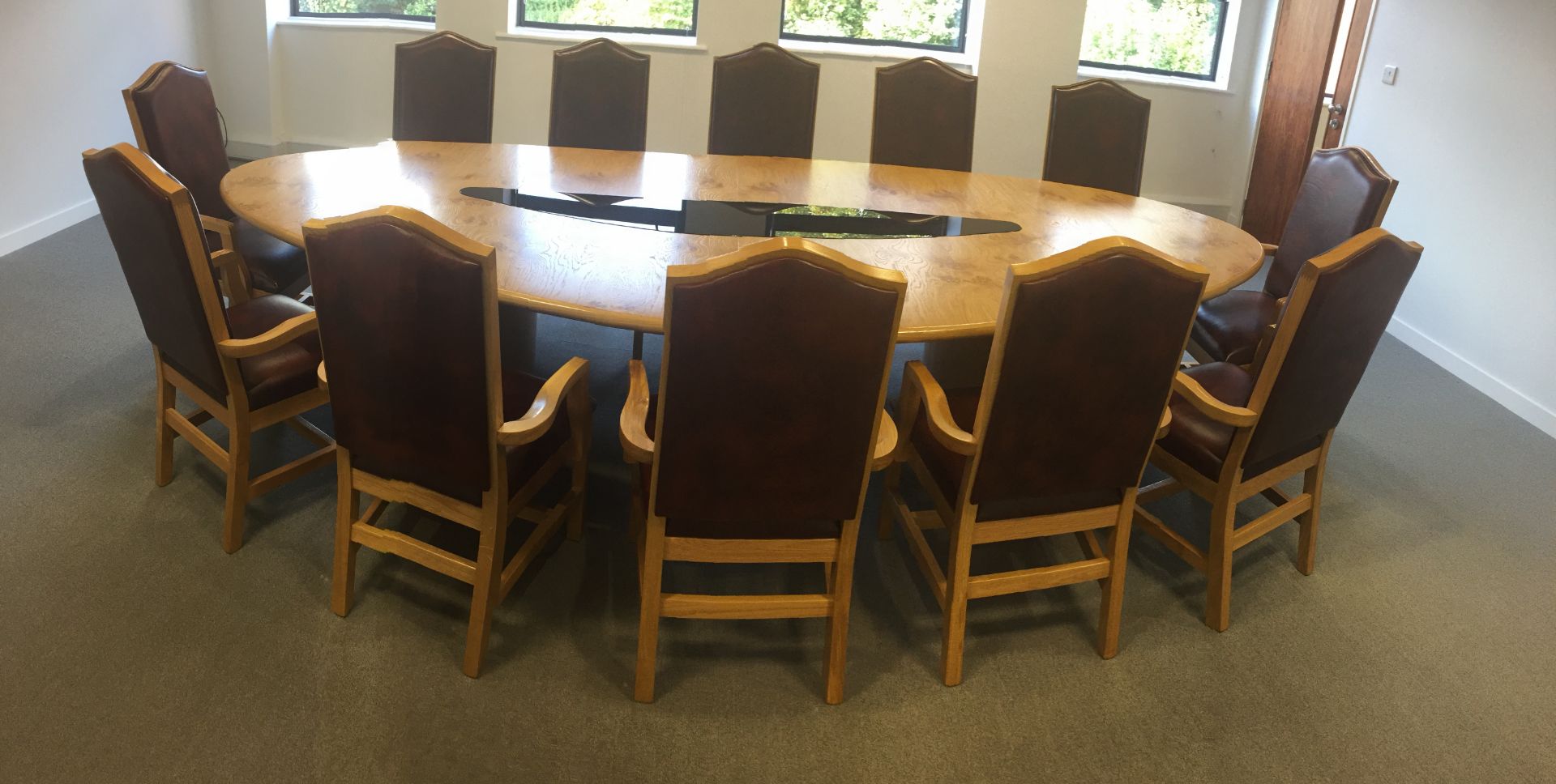 Boardroom Table 3.5m x 1.4m (dismantled) and 12 x M2 Mayfair armchairs to match light rust - Image 3 of 53