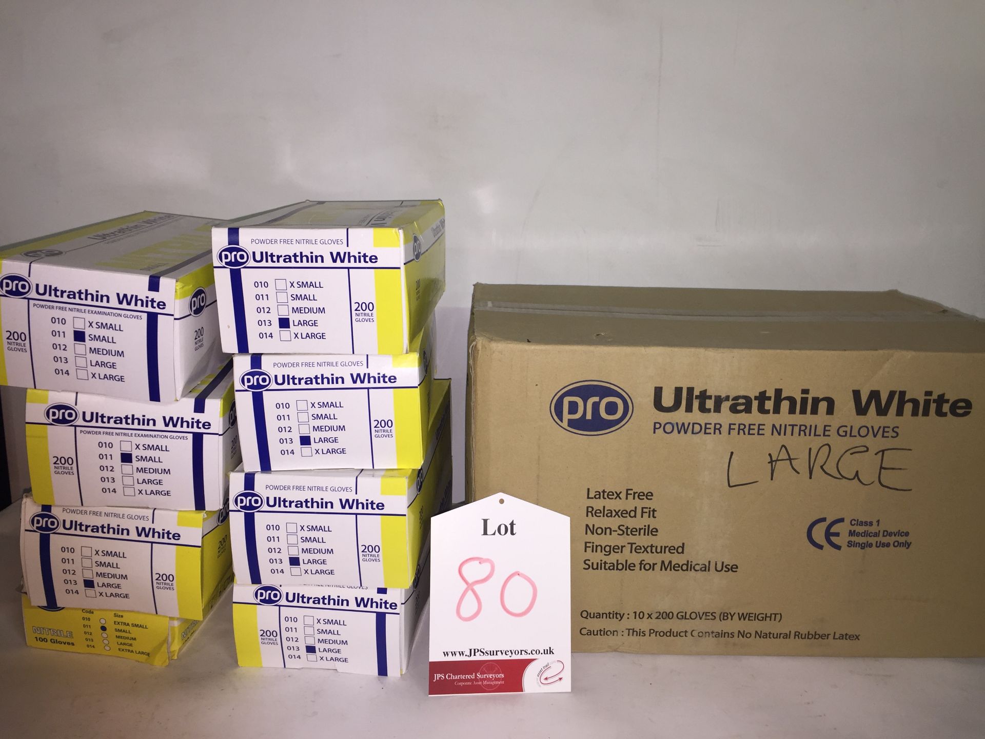 Pro Ultrathin White Powder free nitrile, Examination Gloves, 3 small, 15 large