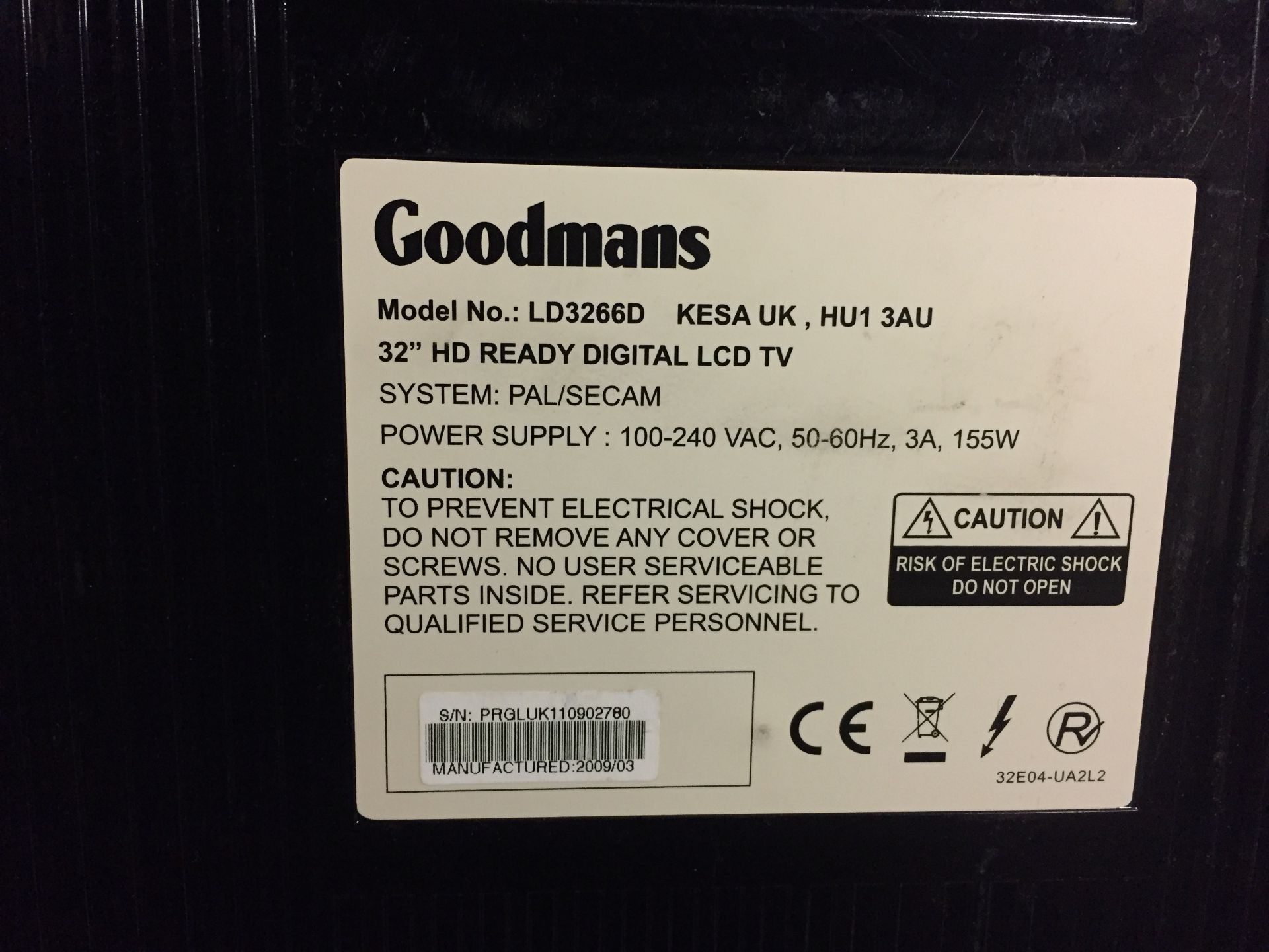 Goodmans 32" HD ready Digital TV - No Remote - Image 4 of 4