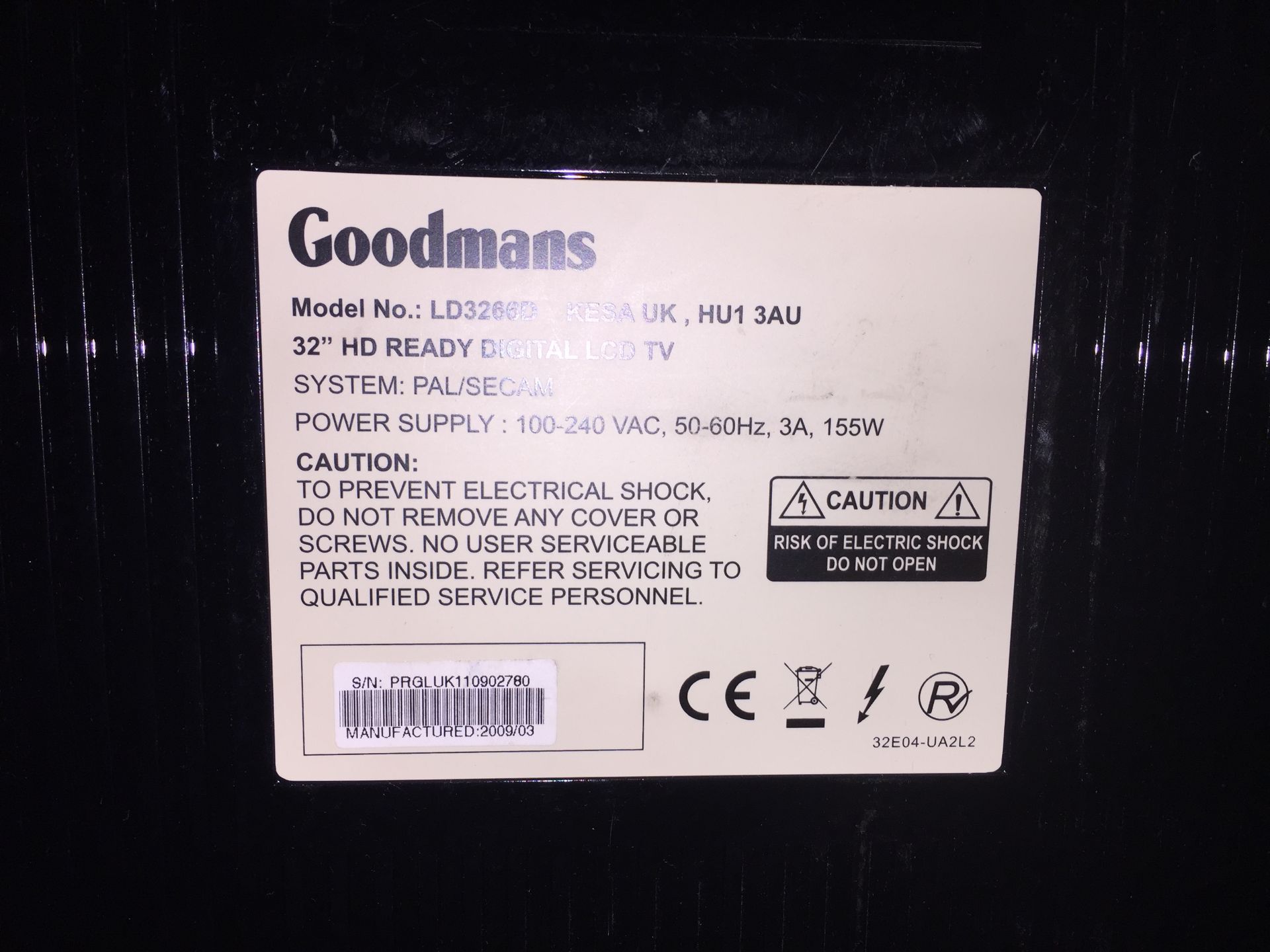 Goodmans 32" HD ready Digital TV - No Remote - Image 3 of 4