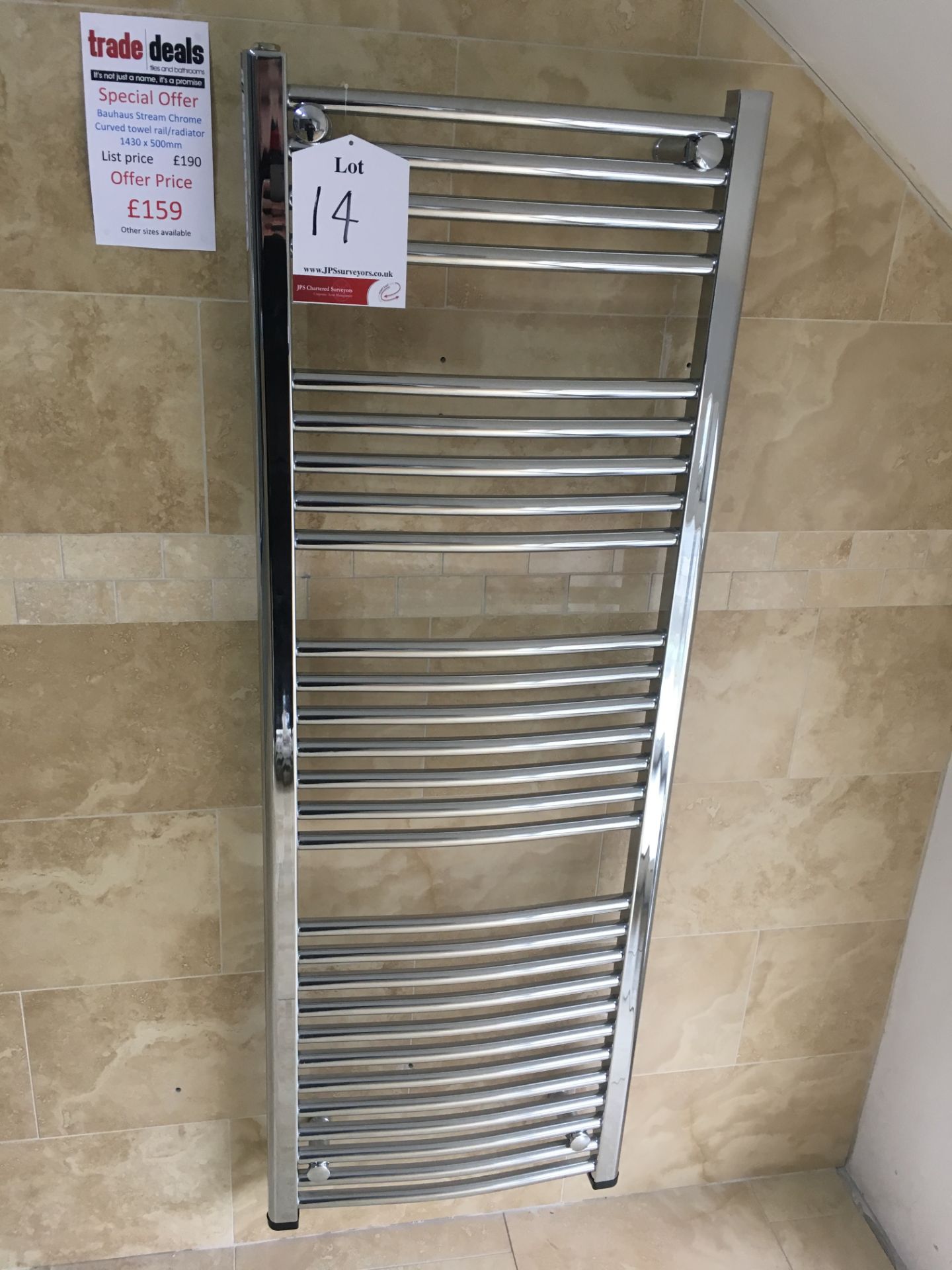 Bauhaus Stream chrome curved towel radiator (1430x500mm) £190