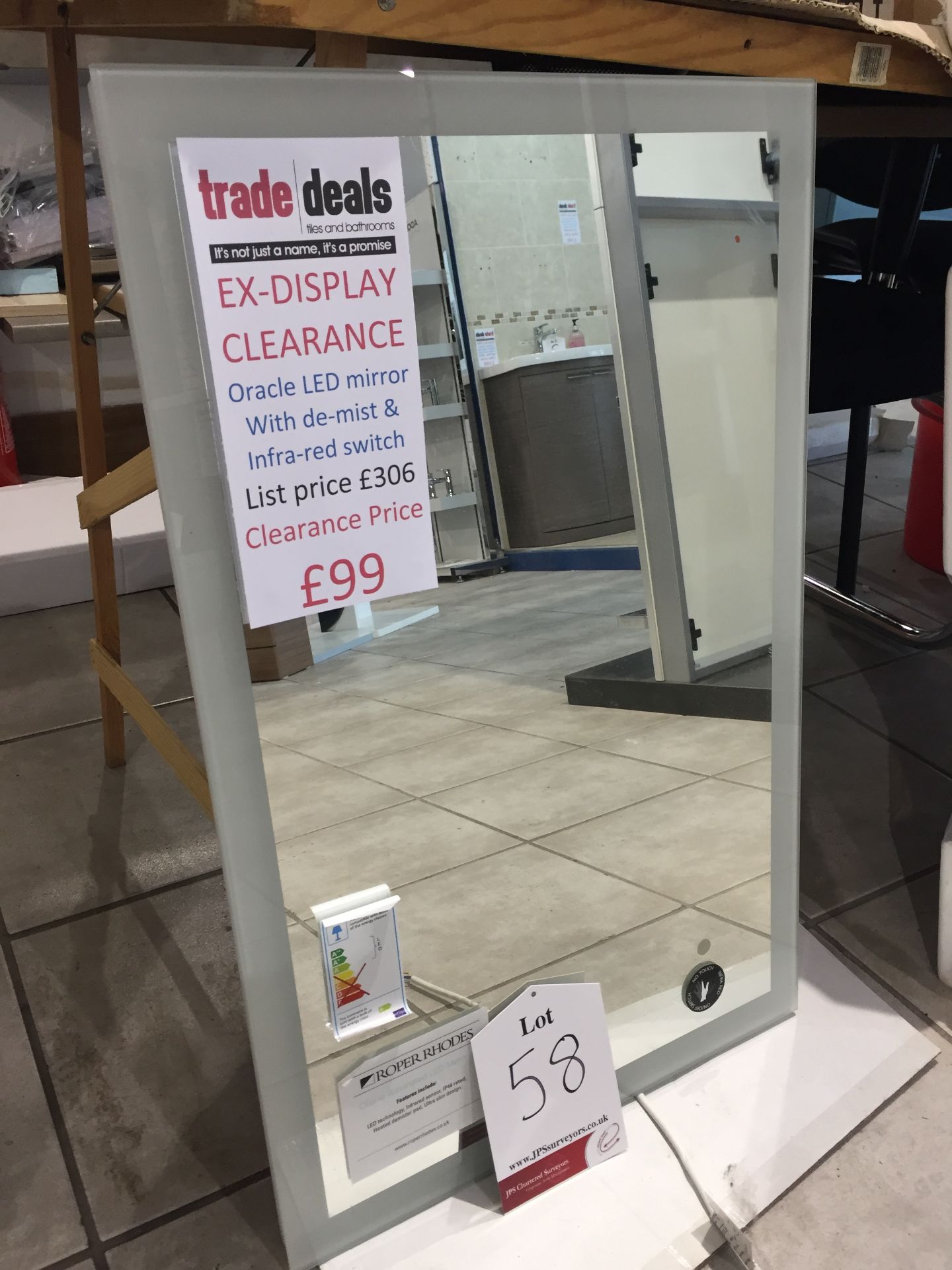 Oracle LED mirror w/ de-mist & infrared switch (450x700mm) £300 reduced to £99