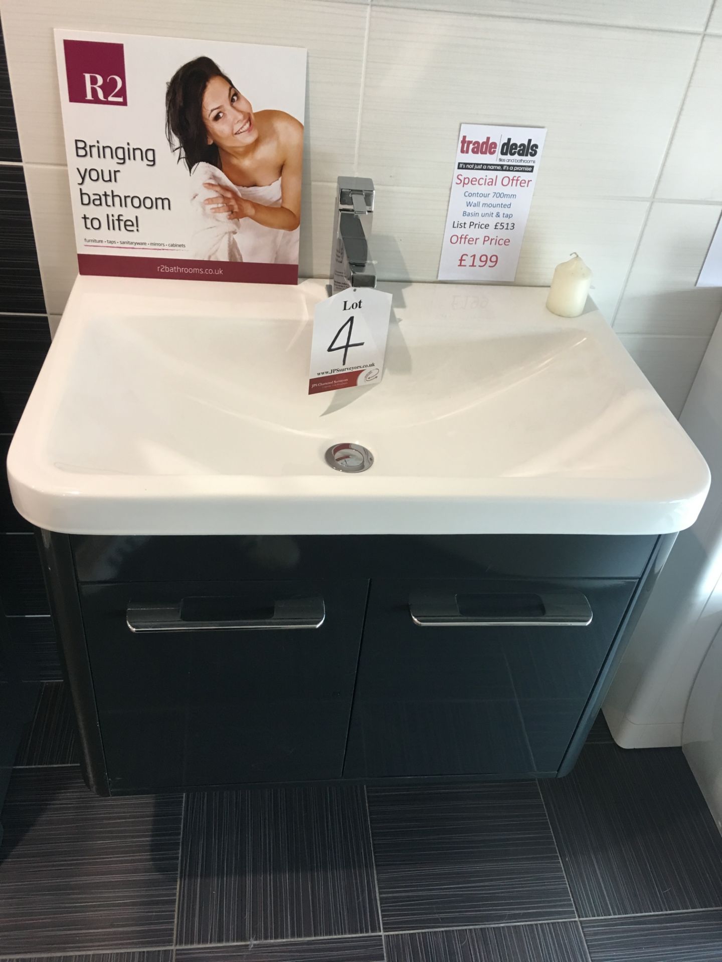 Contour 700mm wall mounted basin unit & tapContour 500mm WC unit w/ WC pan & seatTotal RRP - £424 - Image 2 of 9