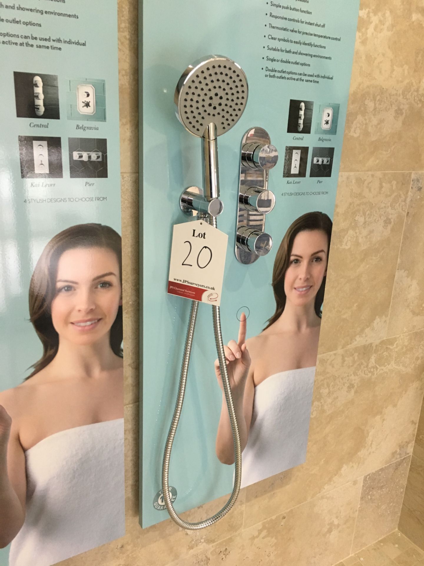 3 x Crosswater dial shower displays (2x central, 1 x pier)