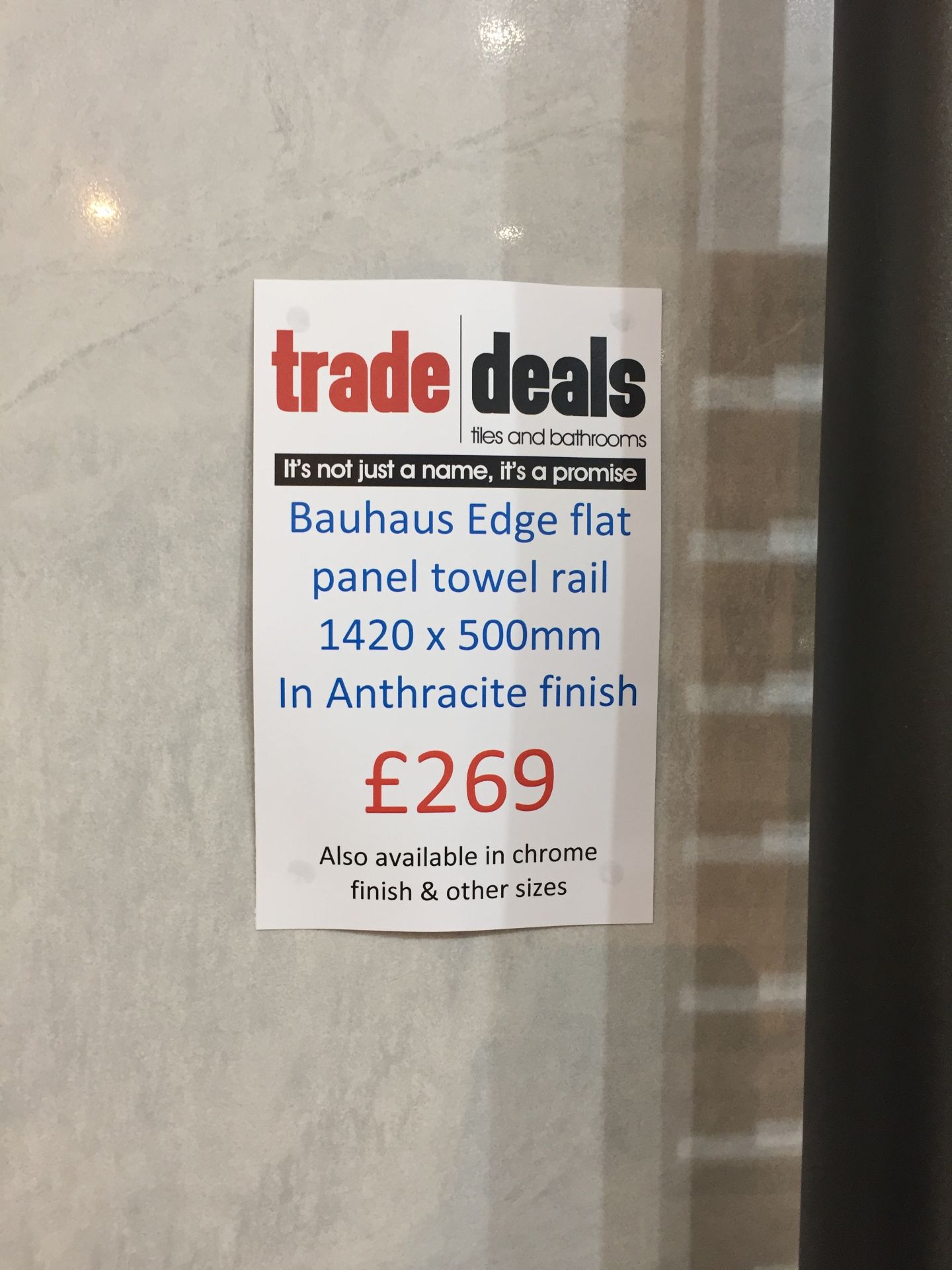 Bauhaus Edge flat panel towel rail (1420x500mm) in anthracite finish RRP - £269 - Image 2 of 2