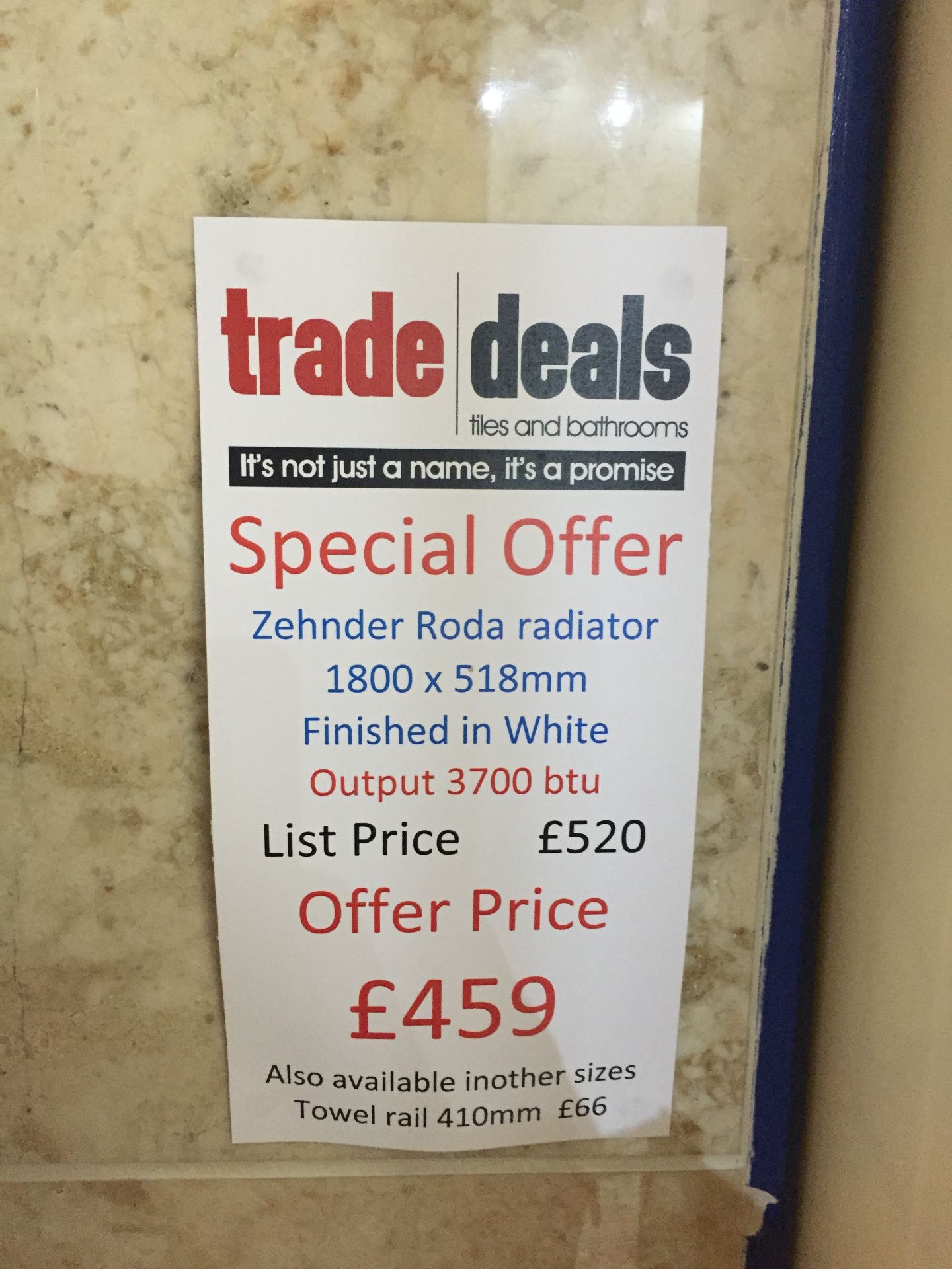 Zehnder Roda white radiator (1800x518mm) £520 reduced to £459 - Image 2 of 2