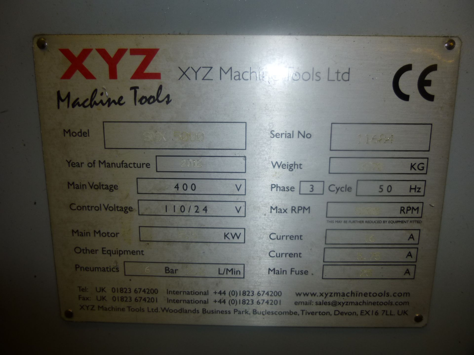 2012 | XYZ SMX5000 bed milling machine - Image 8 of 11