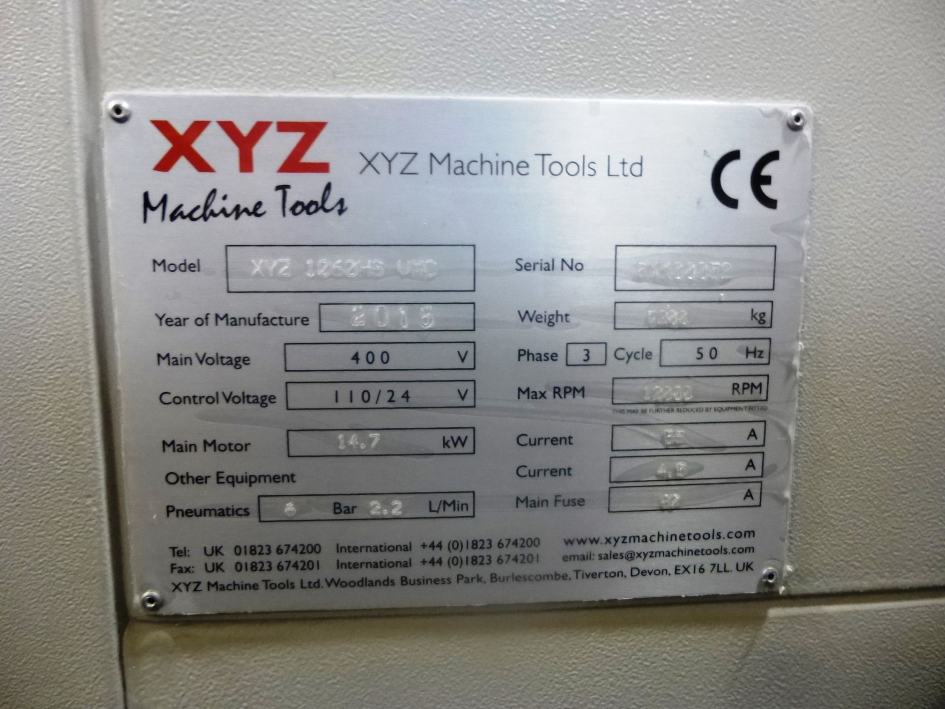 2015 | XYZ 1060 HS VMC Vertical machining centre w - Image 2 of 16