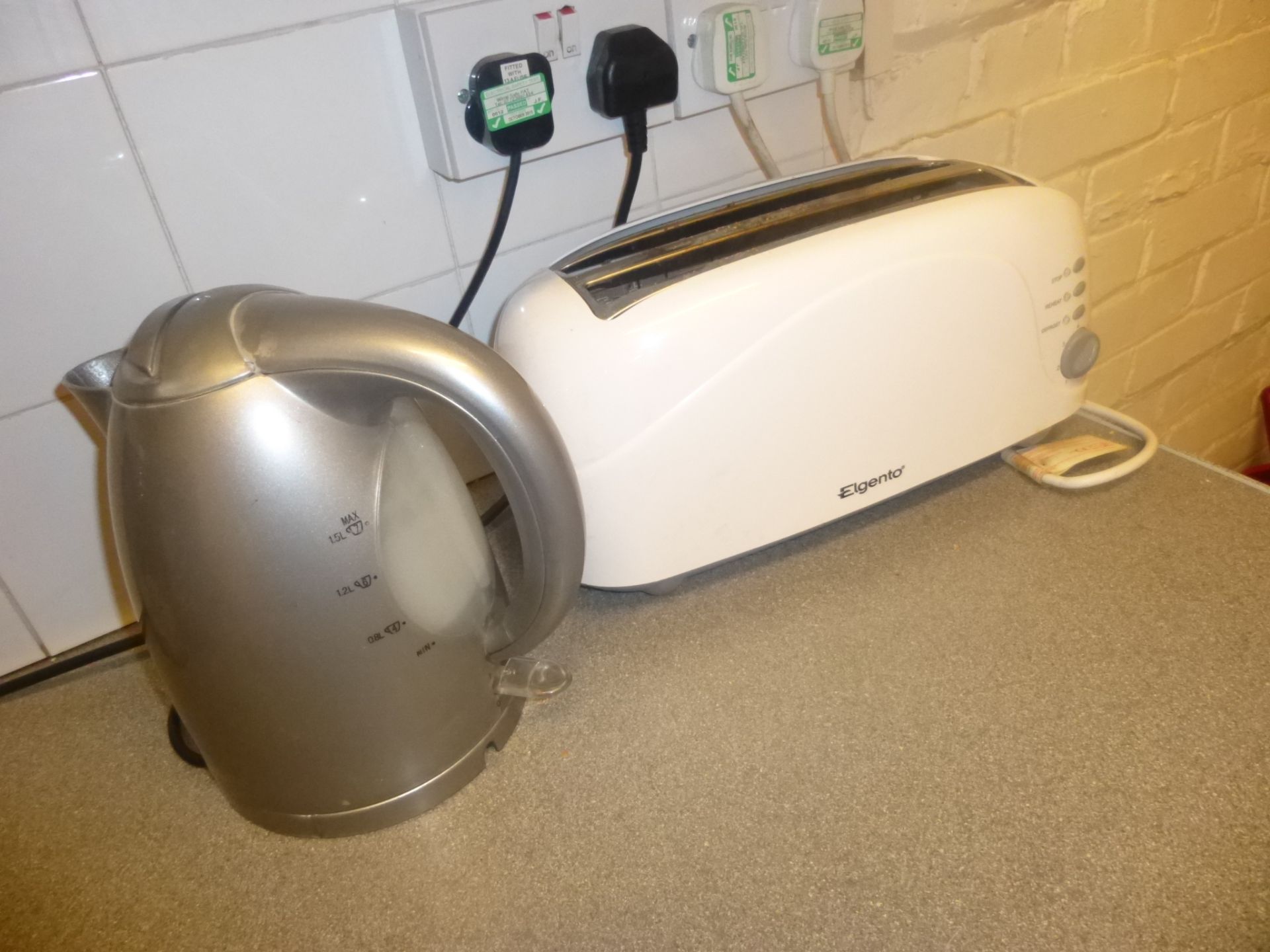 Under counter refrigerator, Microwave oven, kettle, toaster, Husky glass fronted fridge - Image 3 of 4