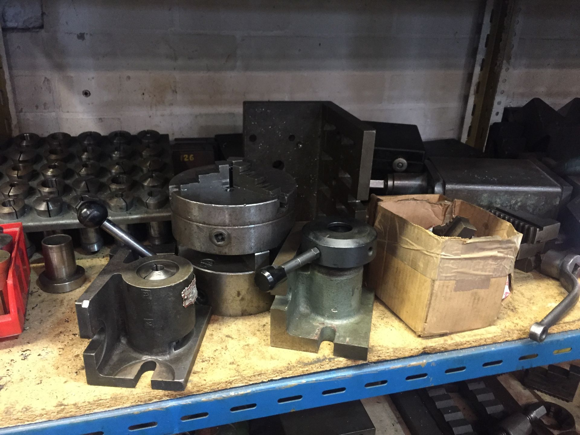 LARGE Quantity machine tooling incl. collets, clamps, machine vices, test equipment on 2 bays - Image 3 of 7