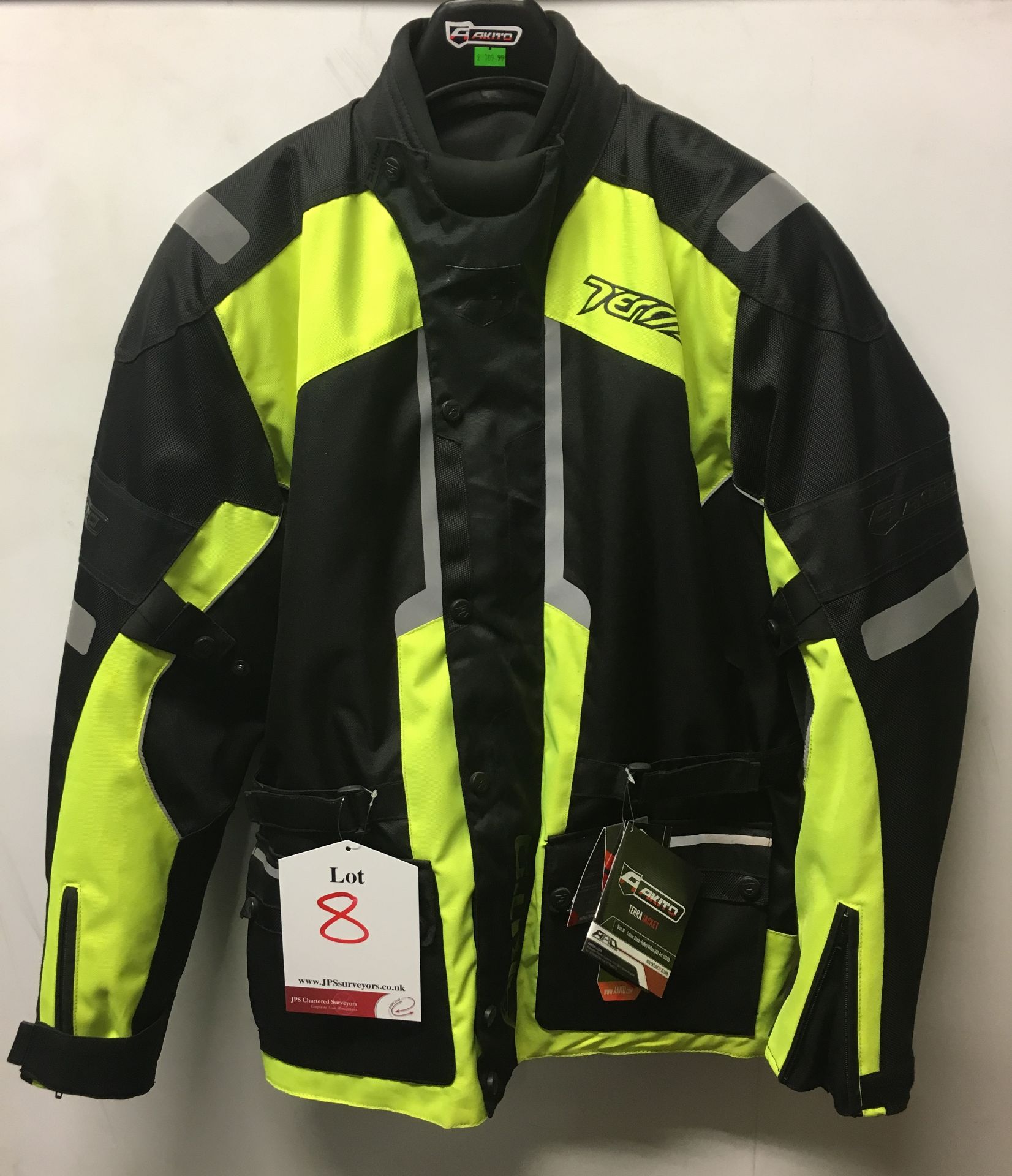 Mens Akito Terra Motorcycle Jacket | Black/Safety Yellow | Size: X-Large | RRP£119.99