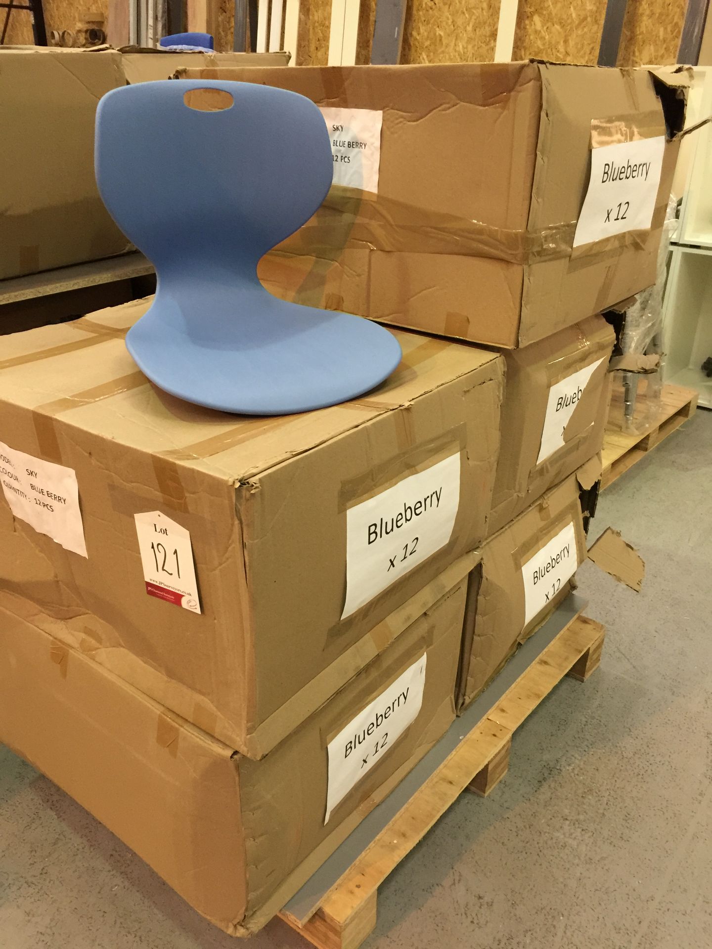 60 (blueberry) blue plastic chair seats only - in 5 boxes