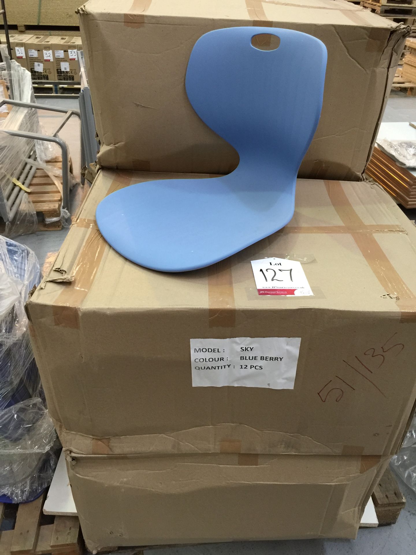 60 blueberry plastic chair seats only - in 5 boxes