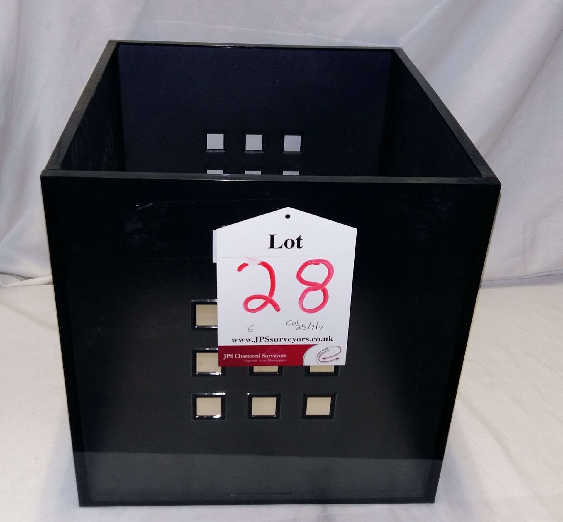 6 x Black Plastic Storage Boxes