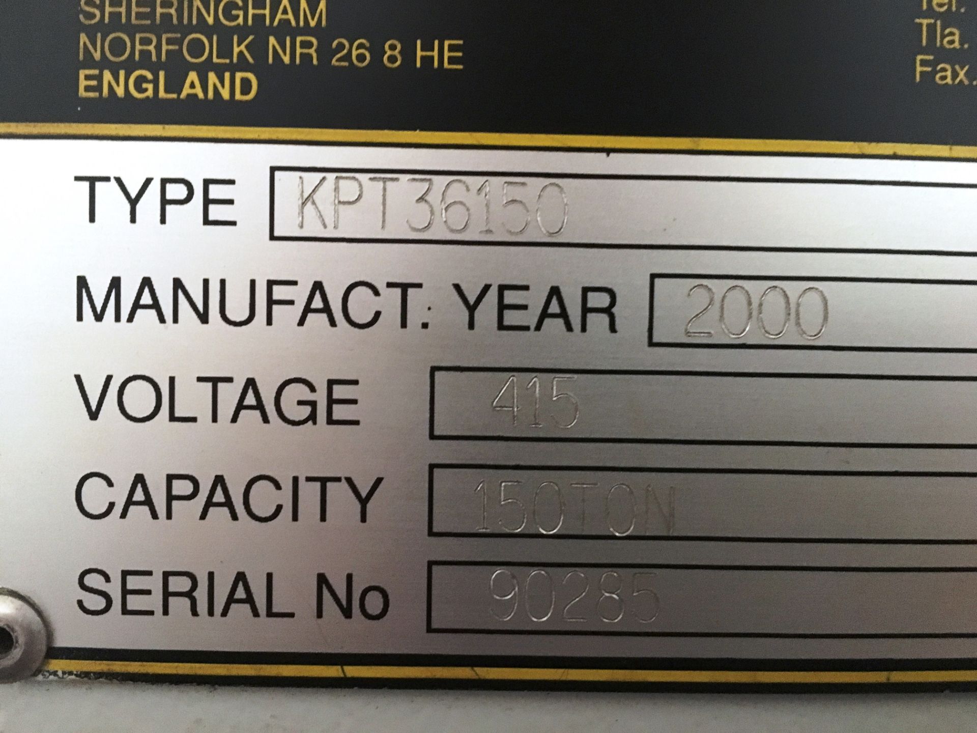 Kingsland KPT 36150 150 Ton Pressbrake w/ Extra Set of Tooling & Machine Safety Guards - Image 8 of 11