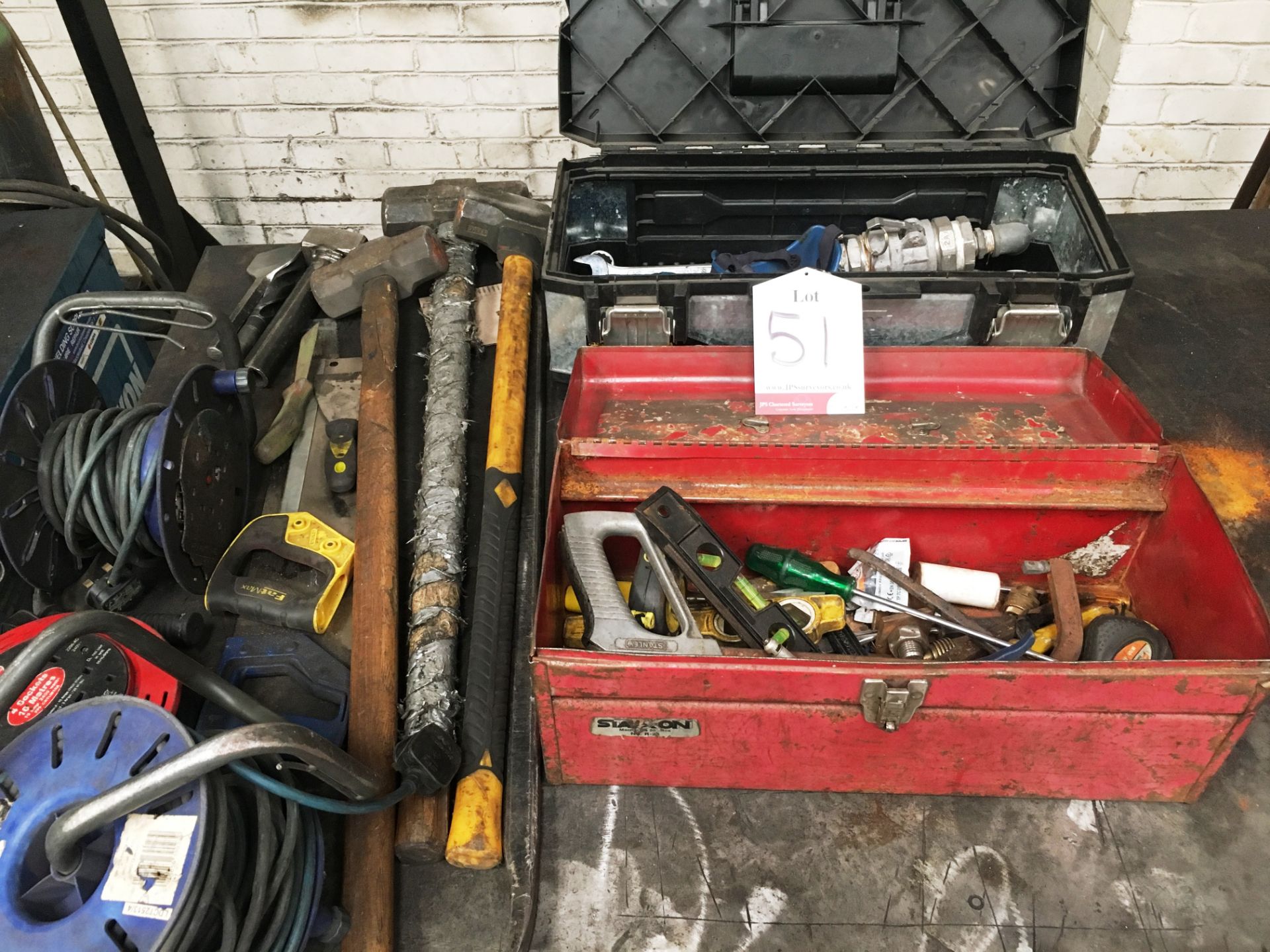 Quantity of Various Hand tools, Tool Boxes & Extension Leads - As Pictured