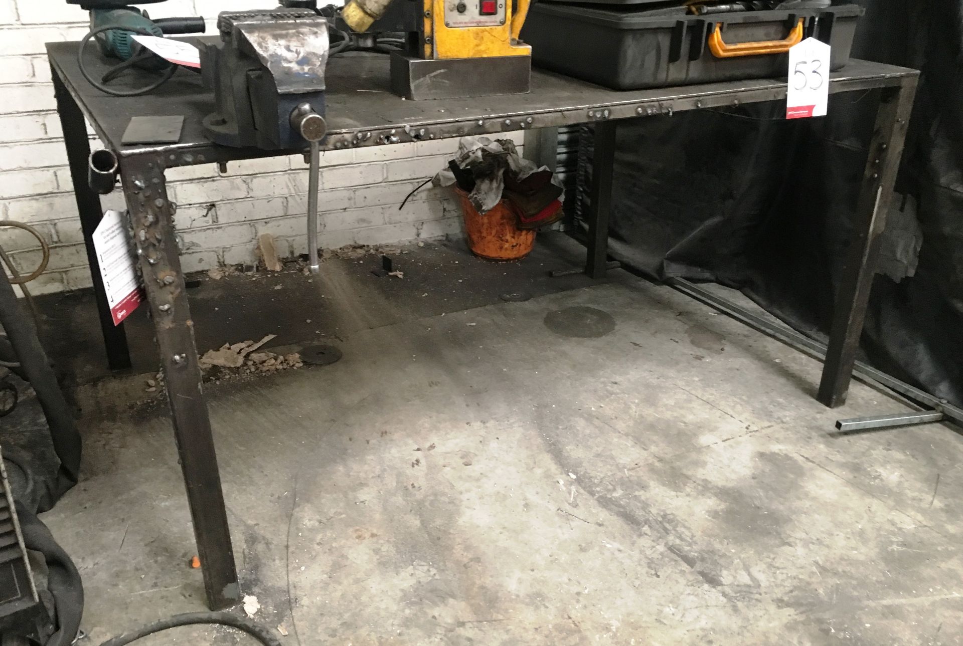 Metal Fabricated Bench w/ Eclipse EMV5 5" Mechanics Bench Mounted Vice