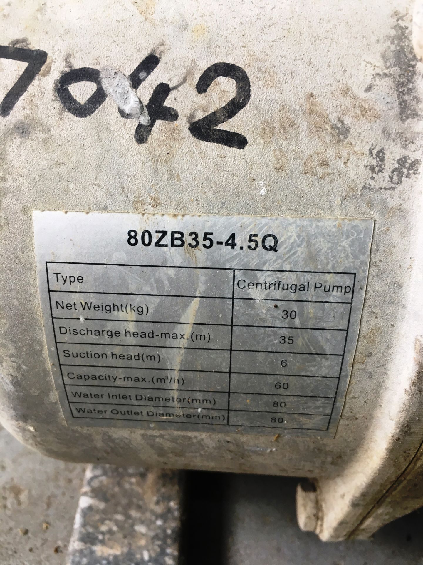 Loncin 80ZB35-4.5Q Centrifugal Water Pump - Image 5 of 5