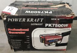 PowerKraft PK7500W 4 Stroke Generator - Boxed - Unused