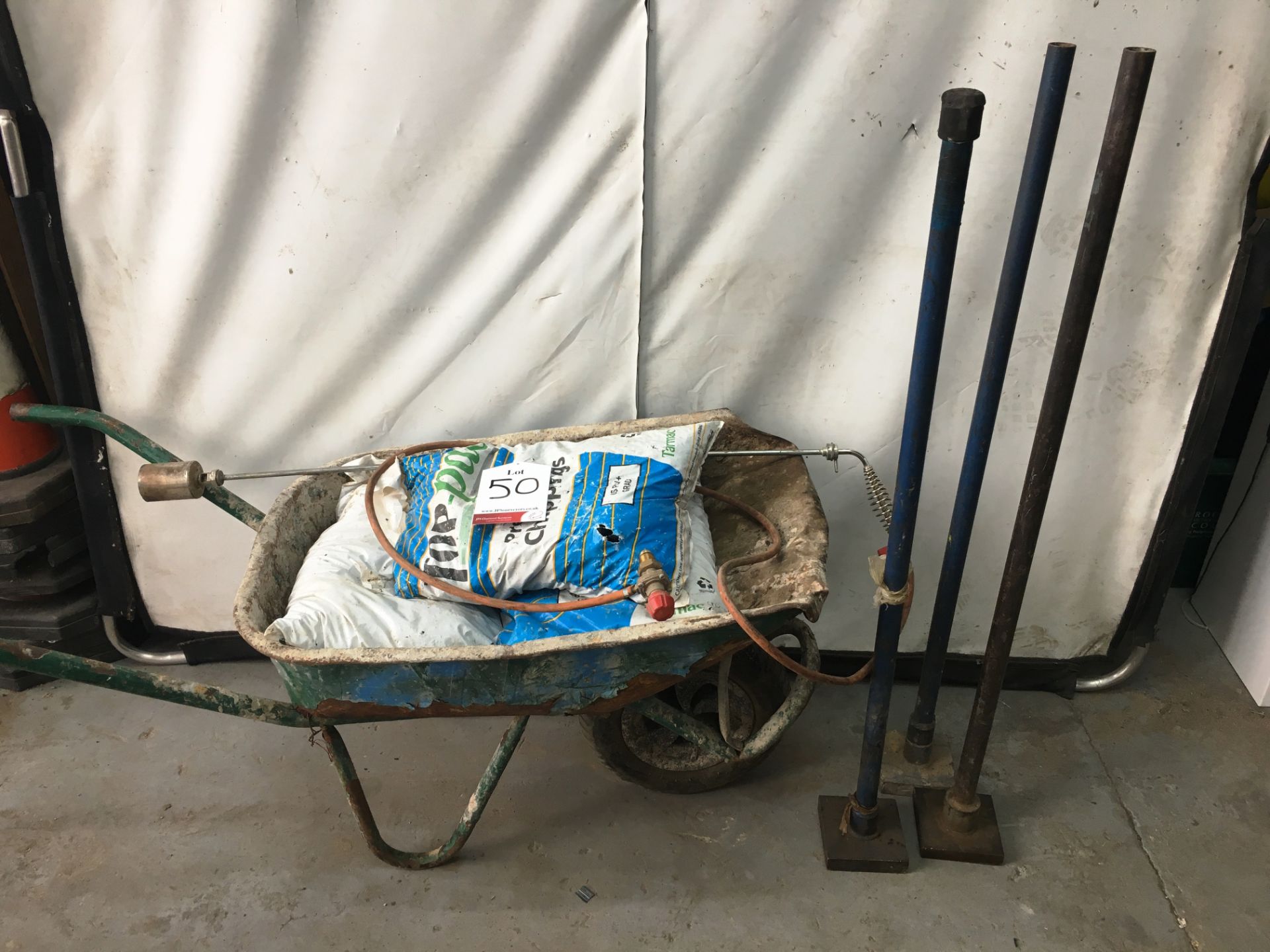 3 x Bags of Pre-Cooled Tarmac Chippings & 3 x Stamping Tools, Burners & Wheel Barrow