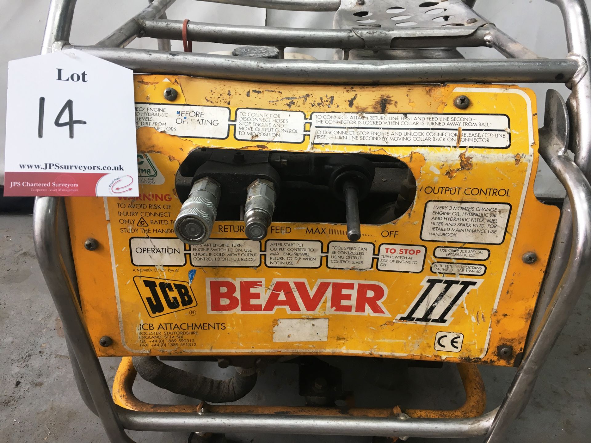 JCB Beaver III Hydraulic Power Pack w/ JCB Breaker Attachment & Hydraulic Hoses & Various Chisels - Image 3 of 7