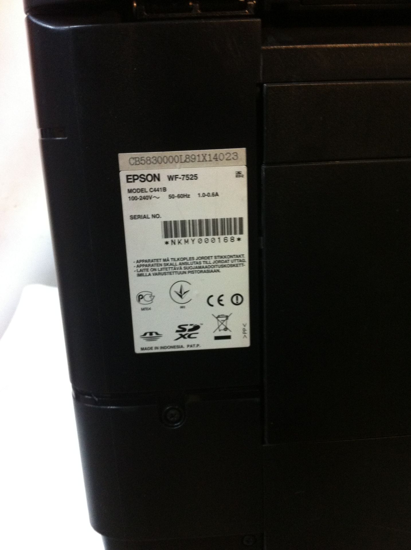 Epson WF-7525 Printer/Copier/Scanner/Fax. - Image 2 of 2