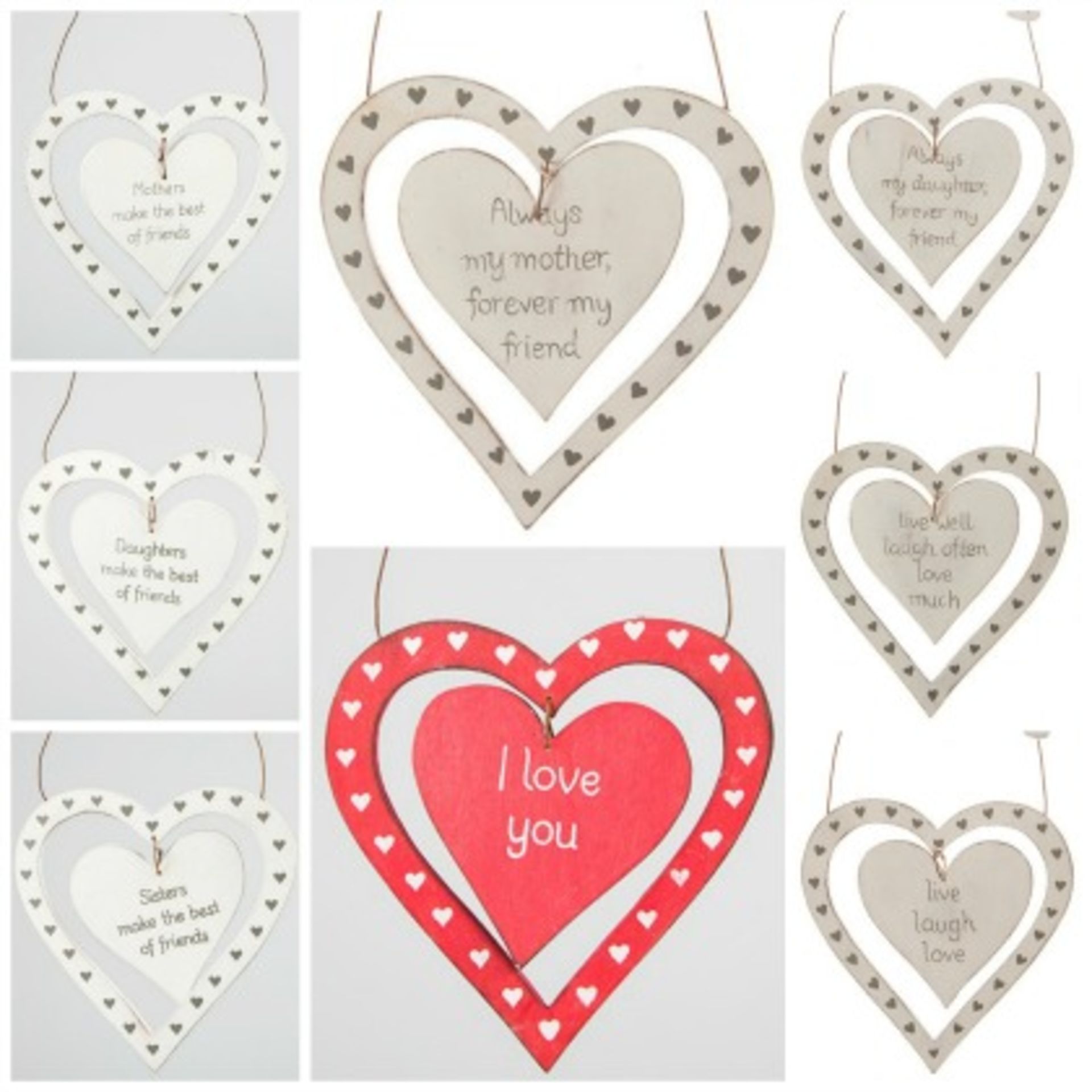 803 X KEYRINGS, HANGING HEARTS, PLAQUES, WHITEBOARDS, DOVES, ETC. RRP £ 2,566.35