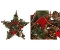 52 X CHRISTMAS TREE DECORATIONS, PINE CONES AND HEARTS WREATHS. RRP £ 529.40