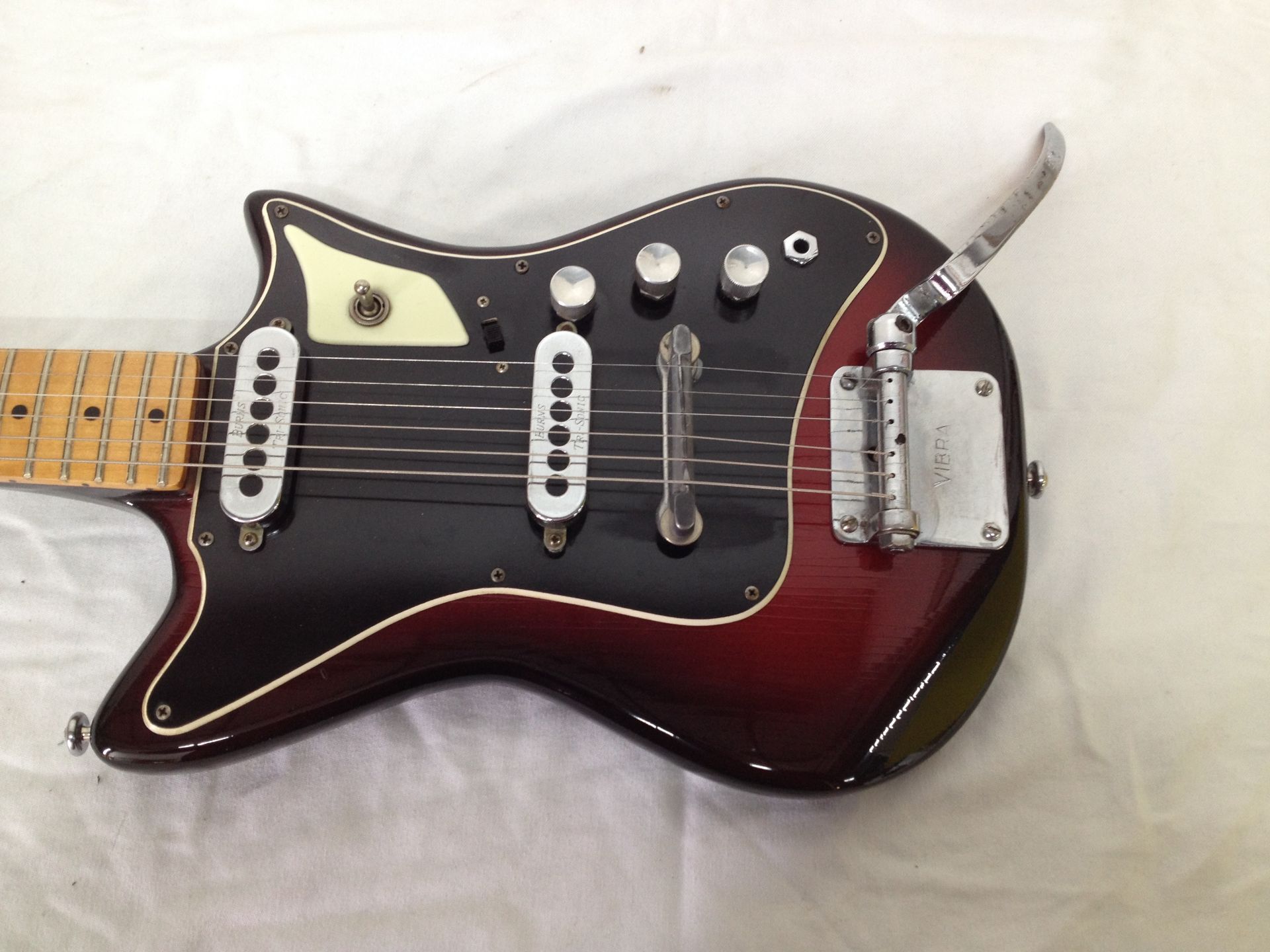 Burns Tri-Sonic Electric Guitar in Brown, Black and Piano White; with Hard Case - Image 6 of 7