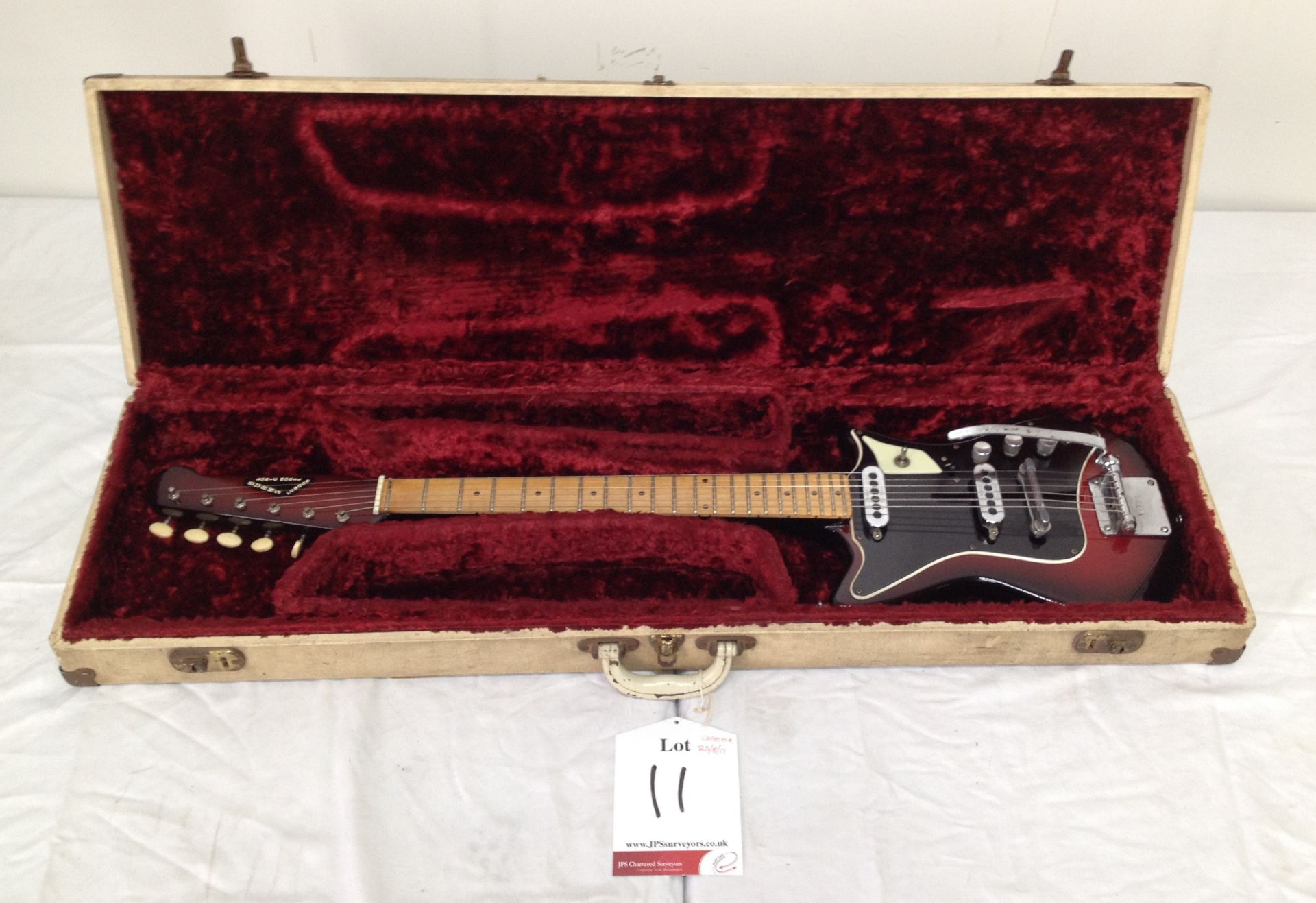 Burns Tri-Sonic Electric Guitar in Brown, Black and Piano White; with Hard Case - Image 2 of 7