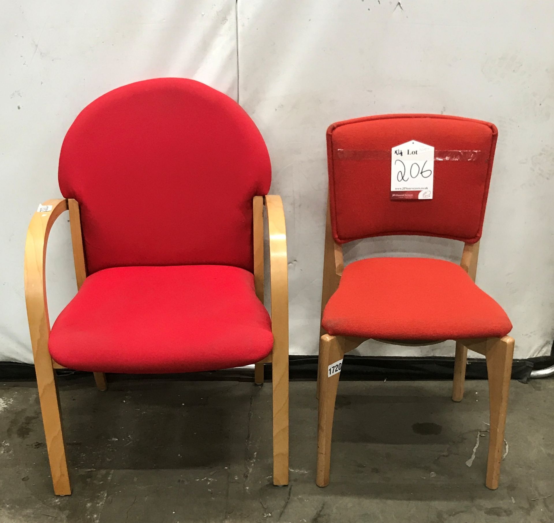 4x Red Cloth Office Chairs