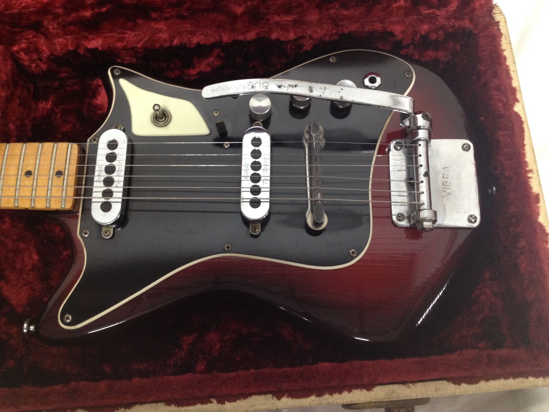 Burns Tri-Sonic Electric Guitar in Brown, Black and Piano White; with Hard Case - Image 3 of 7