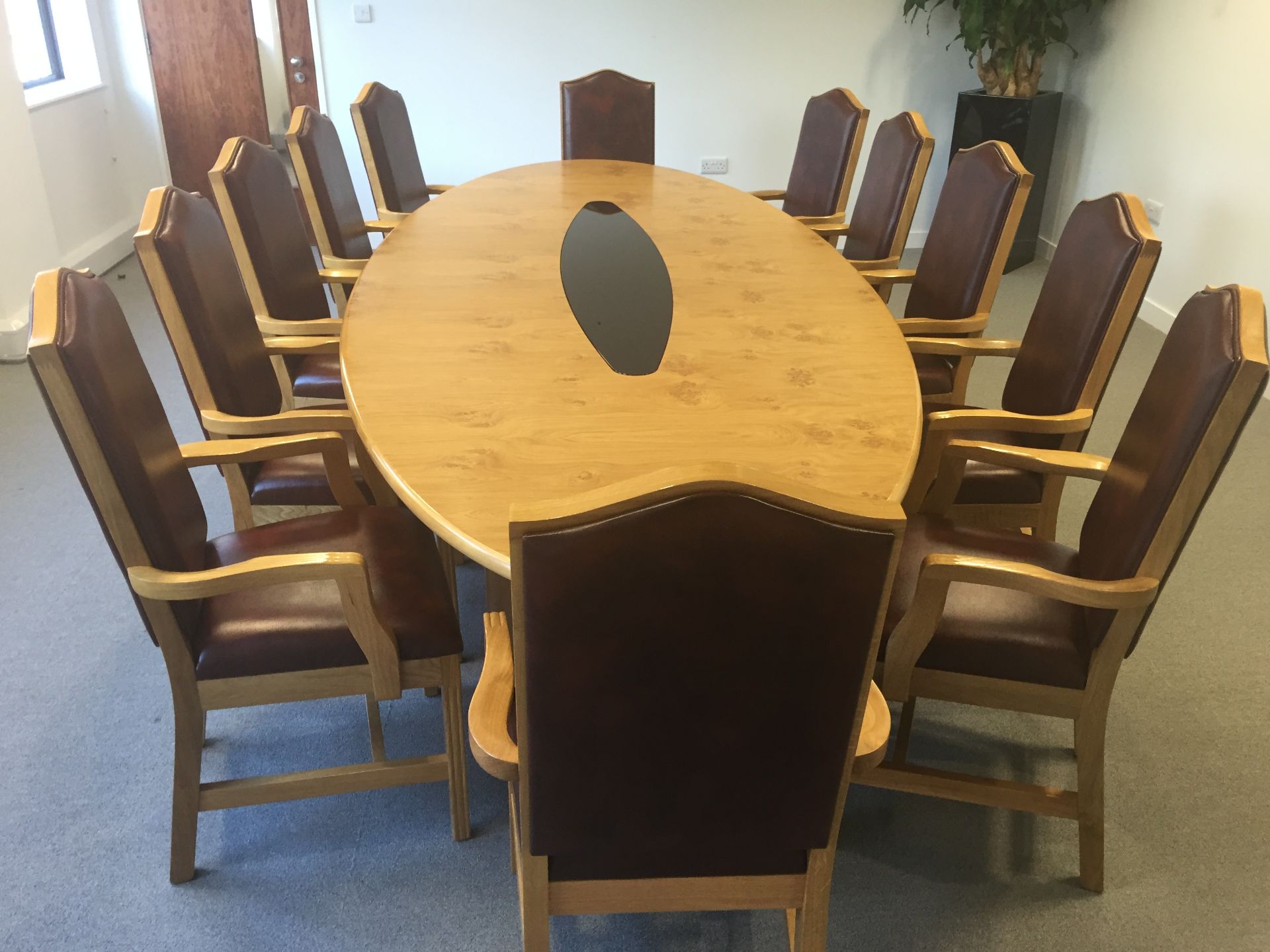 Boardroom Table 3.5m x 1.4m (dismantled) and 12 x M2 Mayfair armchairs to match light rust - Image 2 of 5