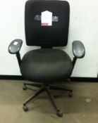 3x Black Wheeled Fabric Office Arm Chair With Adjustable Back, Height And Arm Rest