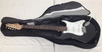 Aria Pro2 STG0003 Electric Guitar in Black and White; with Case
