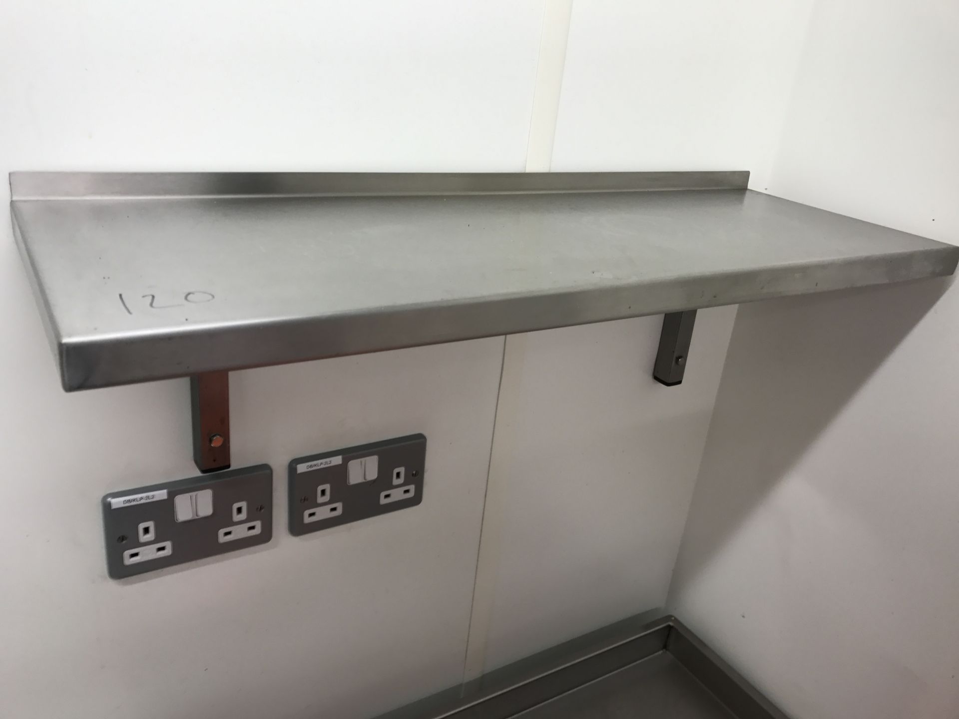 Stainless steel wall shelf and brackets 75 x 26 cm