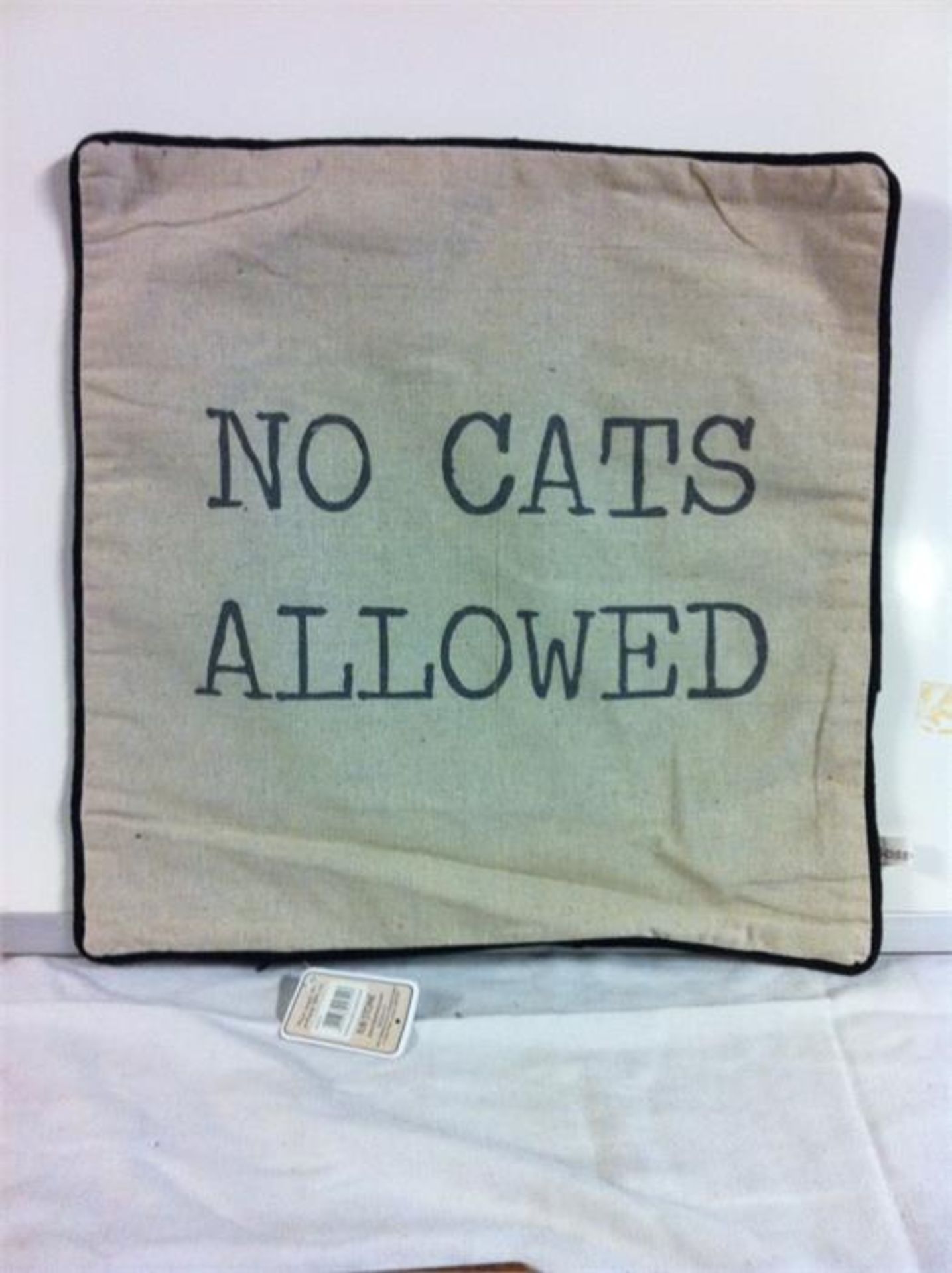 138 X HANDMADE SLOGAN CUSHION COVERS, NO CATS ALLOWED. RRP £ 138 - Image 2 of 3