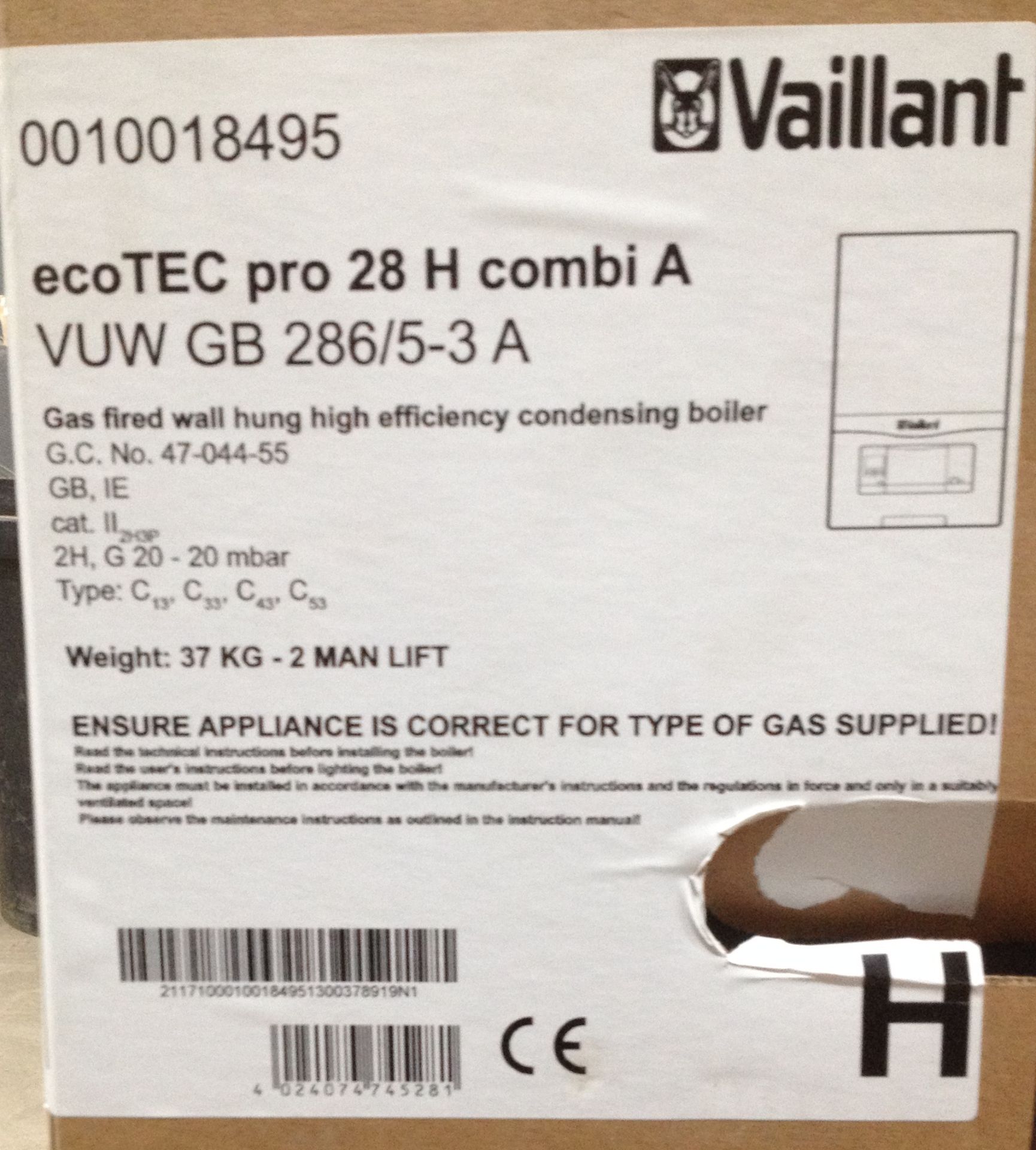 Valiant Ecotec Pro 28 H Combi A Boiler - Image 3 of 3