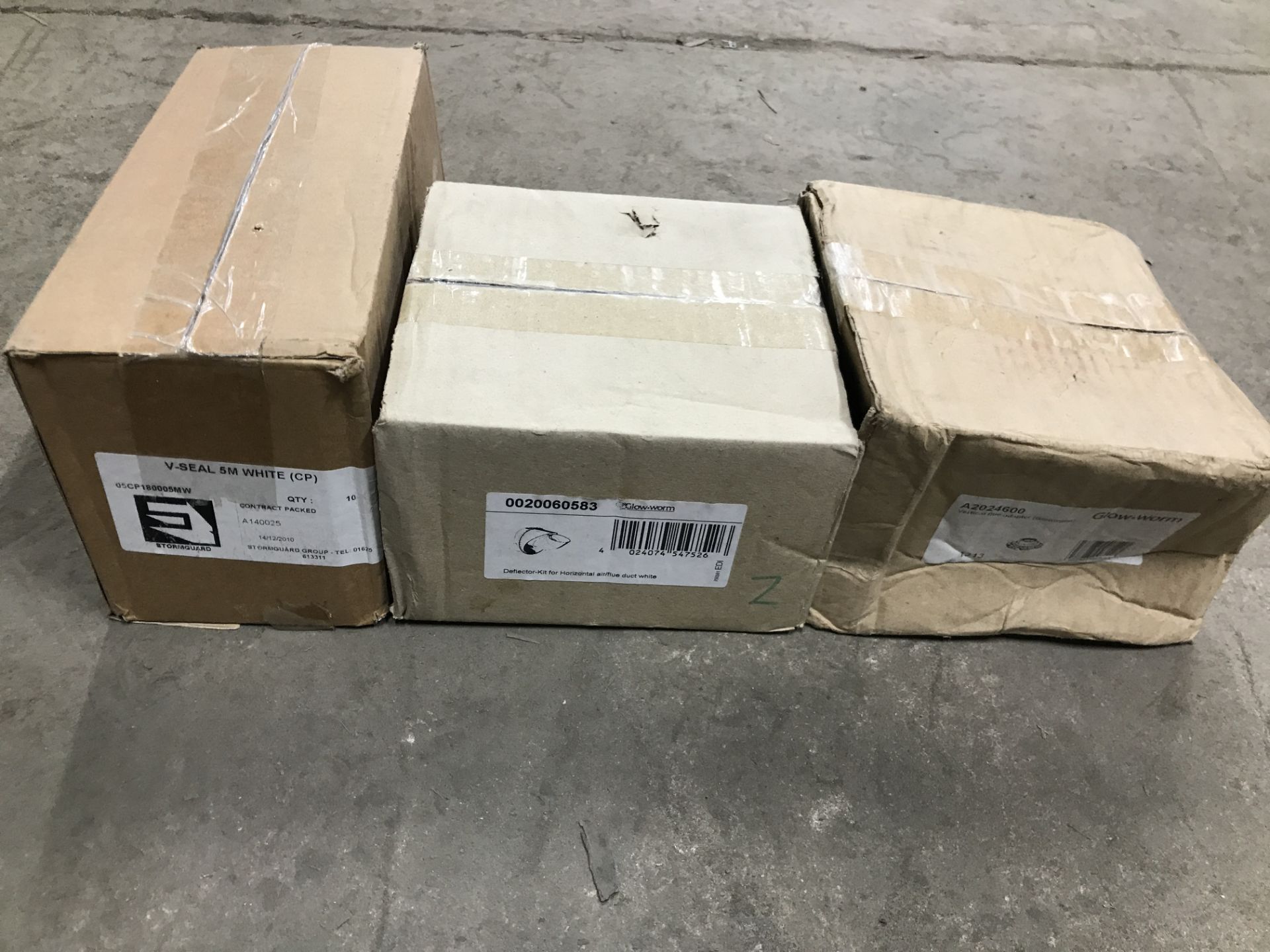 7 x Boxes of 5m V-Seal (white) & 2 x Glowworm Vertical Flue Adaters w/ Glowworm Defector Kit