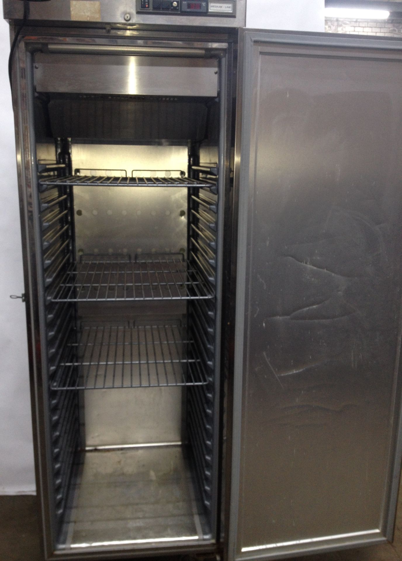 Electrolux RS26 stainless steel upright fridge on castors - Image 2 of 2