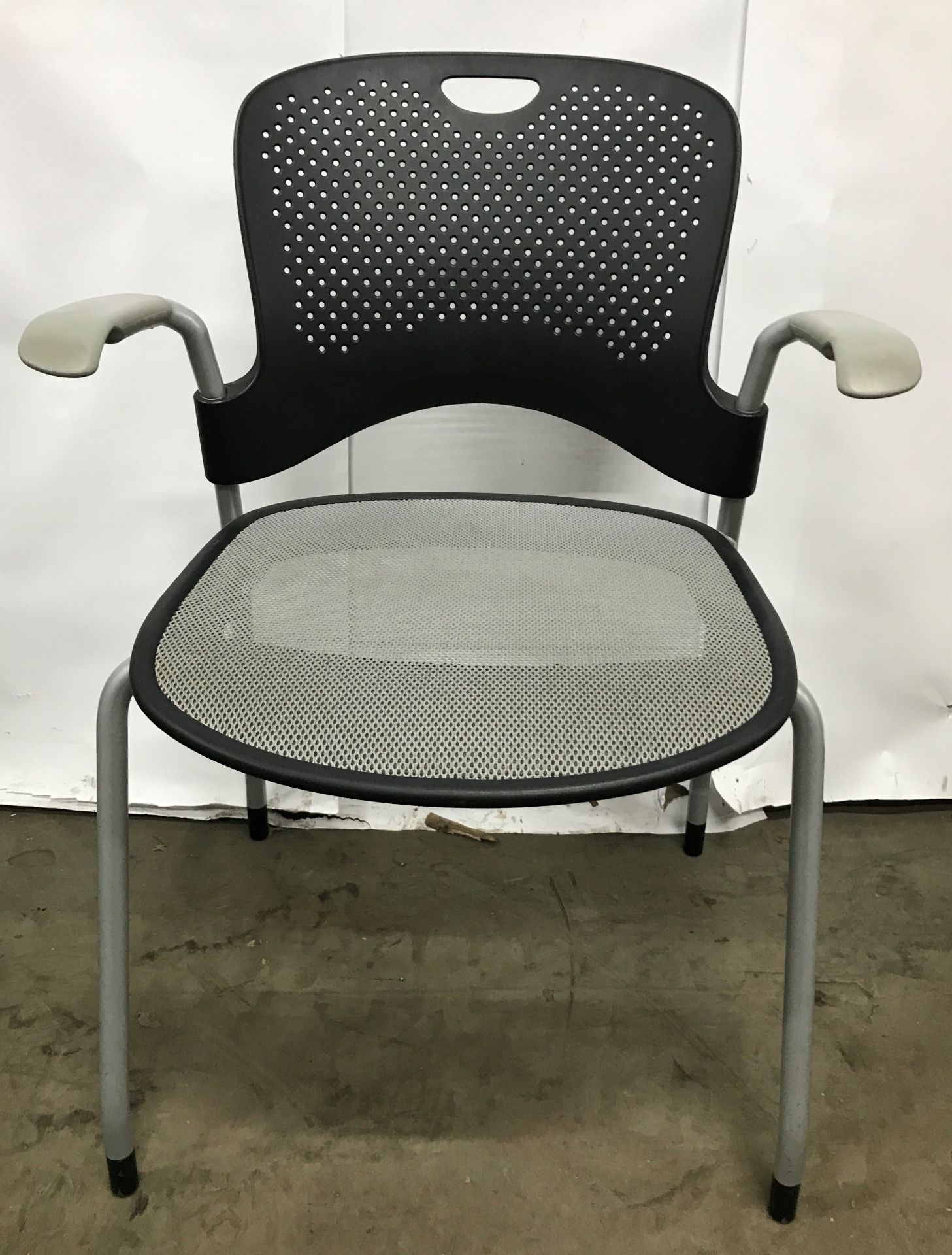 8 x Herman Miller black netted stacking chairs