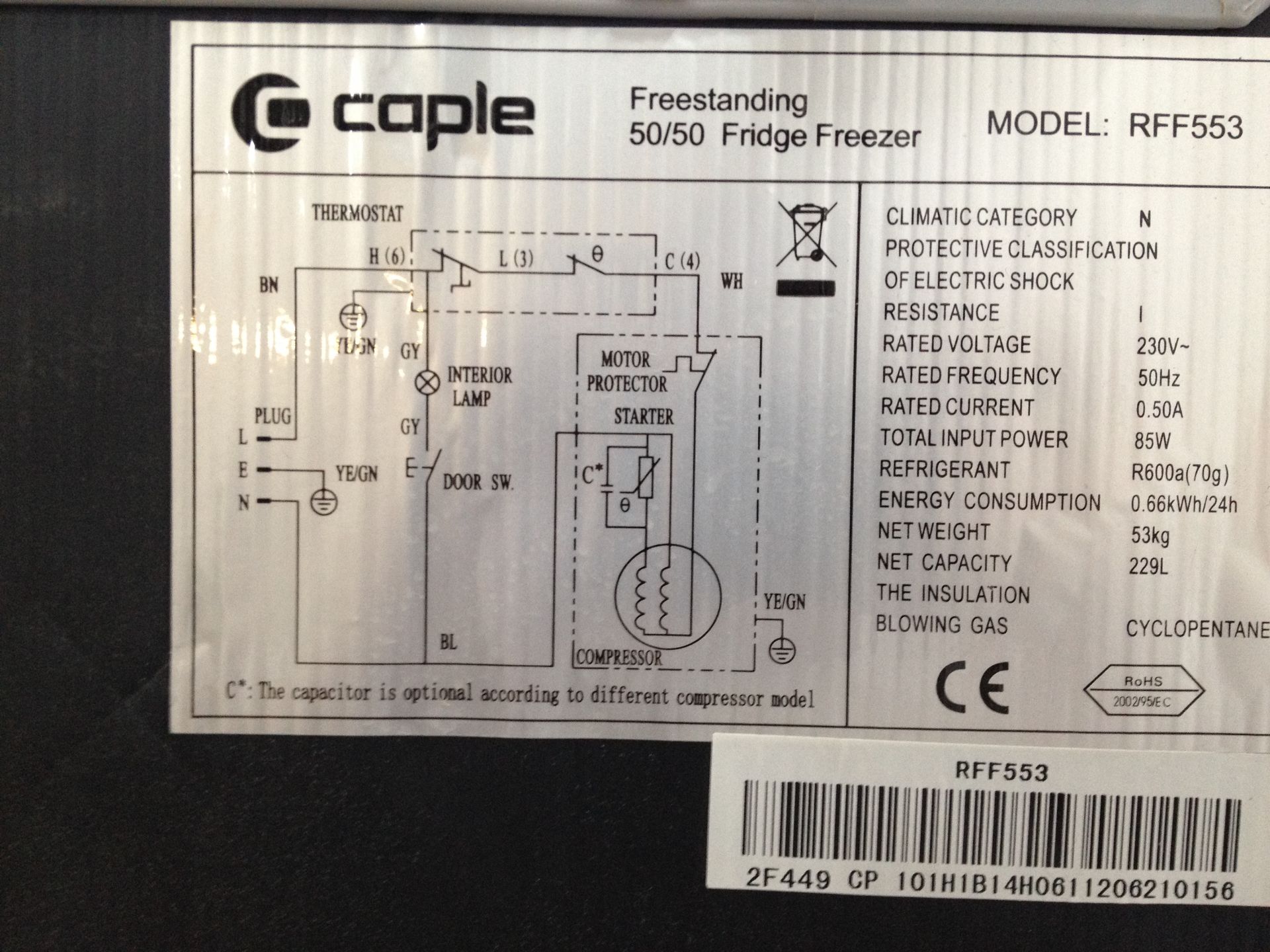 Caple 50/50 Fridge Freezer - Image 5 of 5