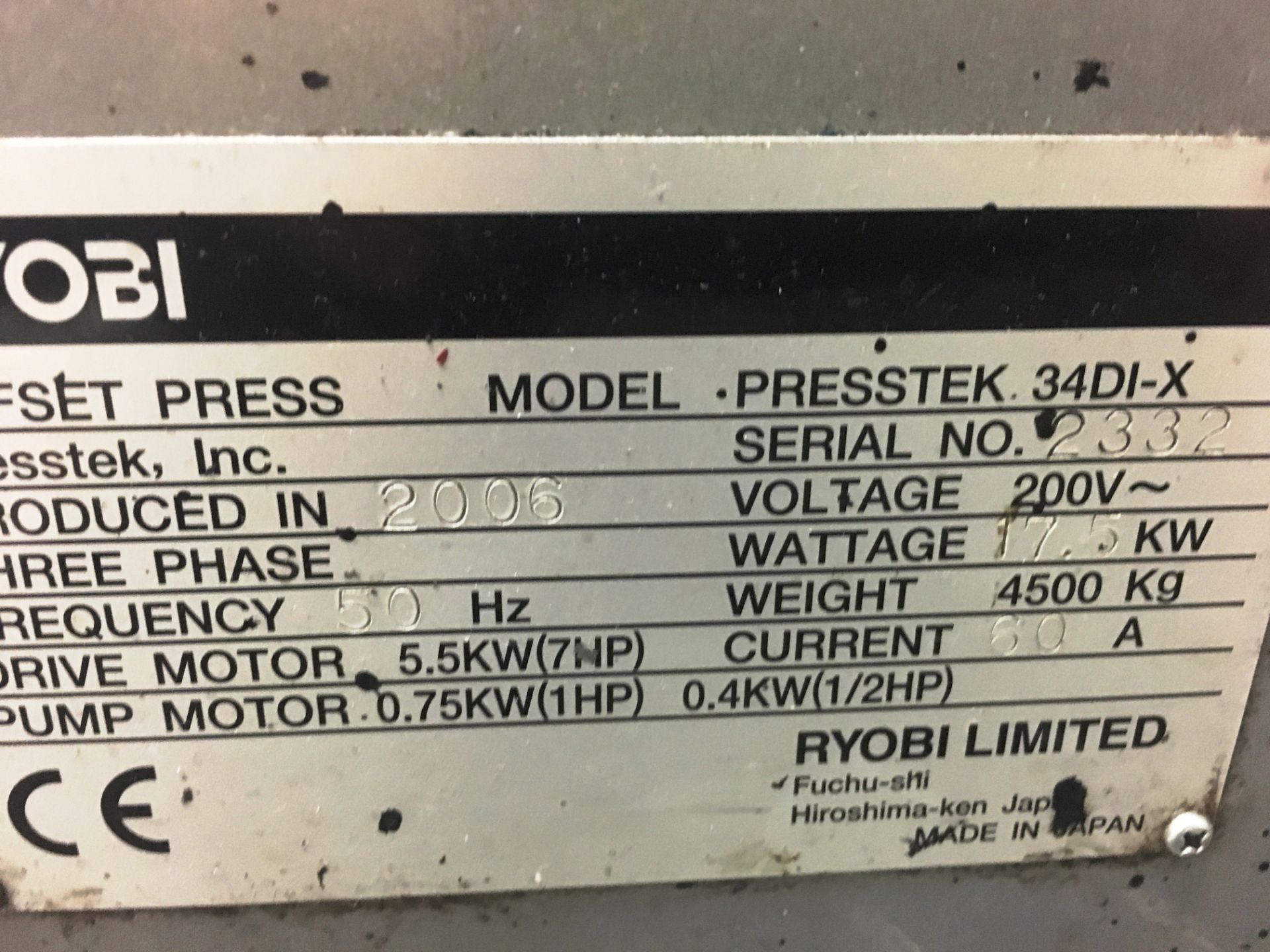 Ryobi Presstek 34DI-X 4 Colour Digital Press - YOM: 2006 - Image 14 of 21