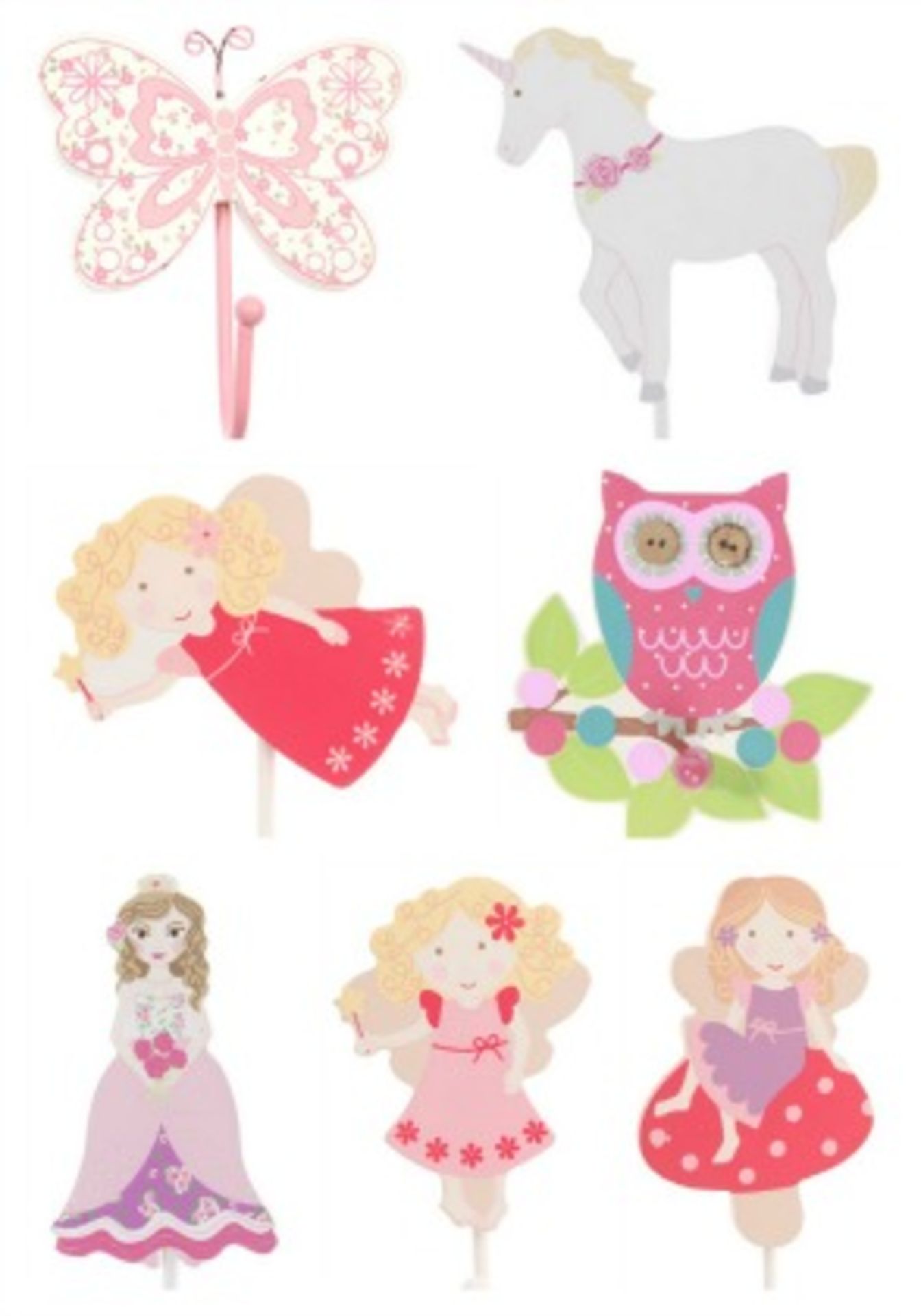 187 X FAIRYTALE, CHILDRENS, PASTEL, UNICORN, BUTTERFLY DOOR HOOKS RRP £ 1,022.65