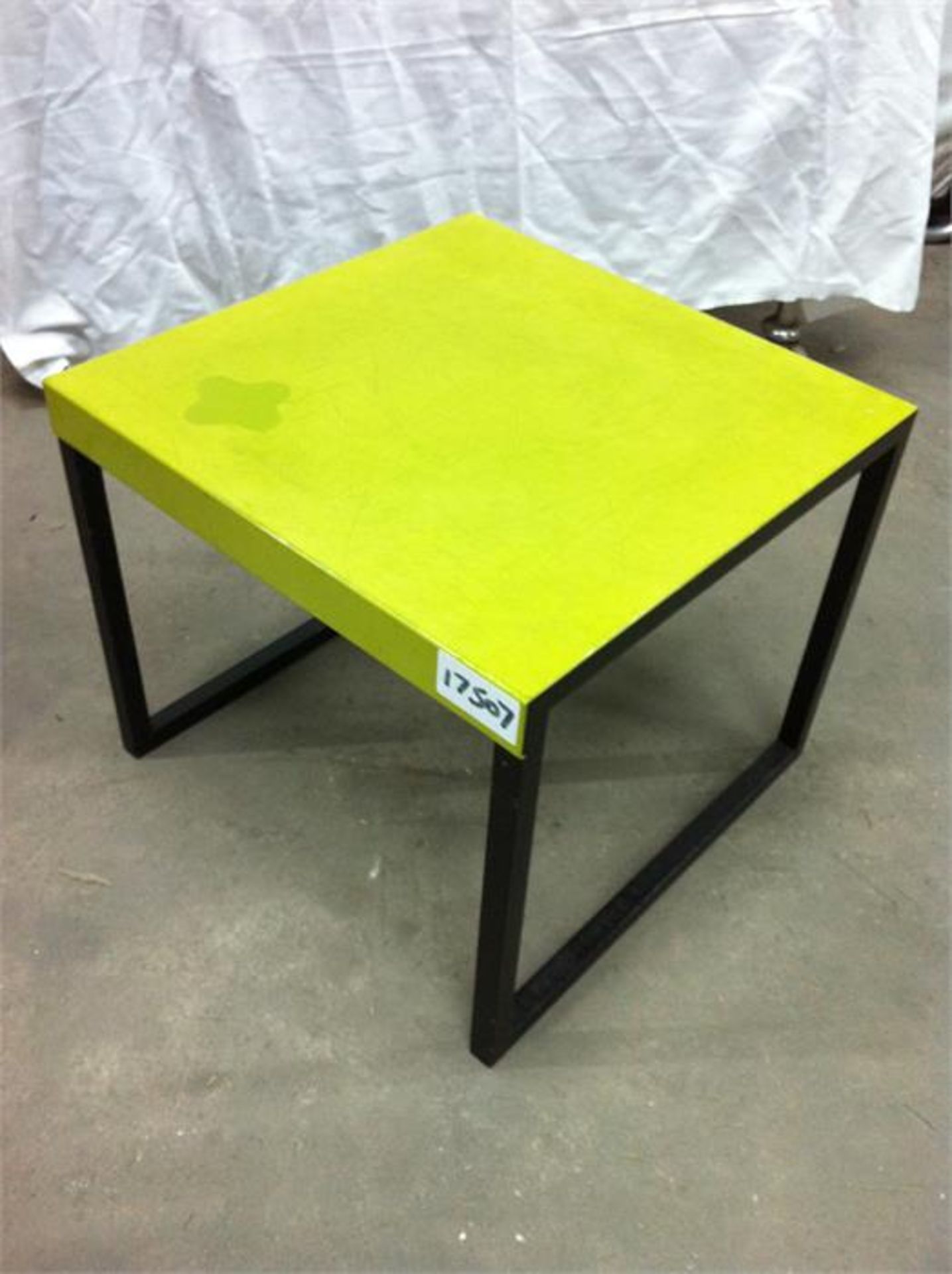 Old school chair and table with green metal top. - Image 3 of 4