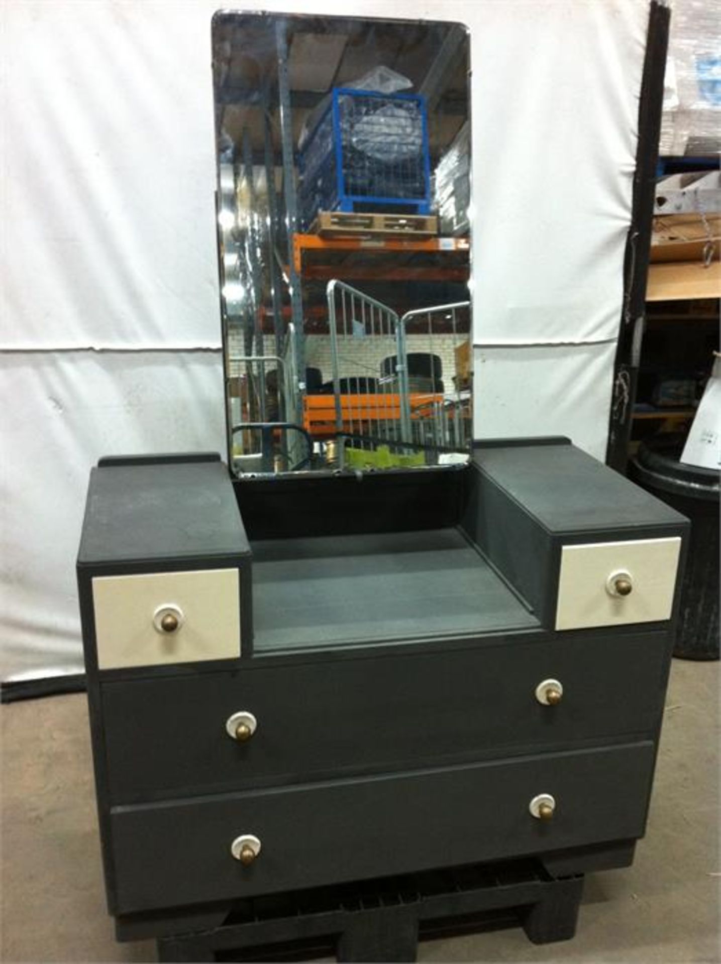 Wooden dressing table with drawers and mirror - Image 2 of 2