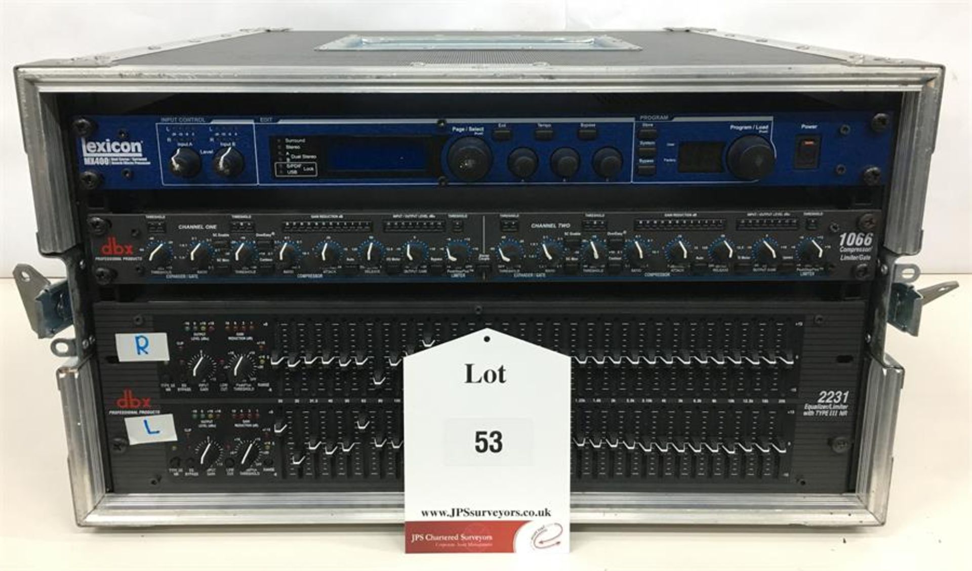 Lexicon MX400 Effects Processor; DBX 1066 Compressor/Limiter/Gate; DBX 2231 Equaliser/Limiter in Pro