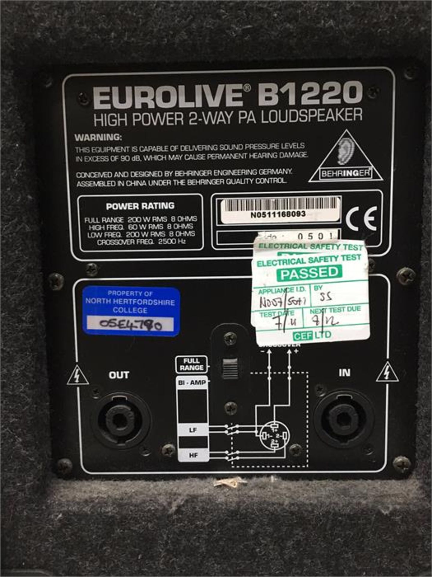 2 x Behringer Eurolive B1220 High Output 2way Speakers - Image 5 of 5