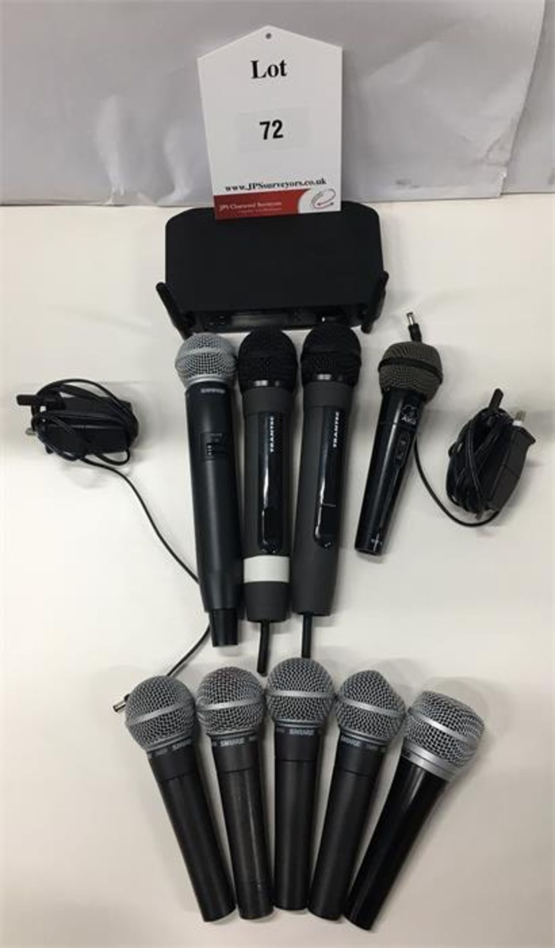 Wireless microphone receiver and 9 x Wireless microphones, see decription