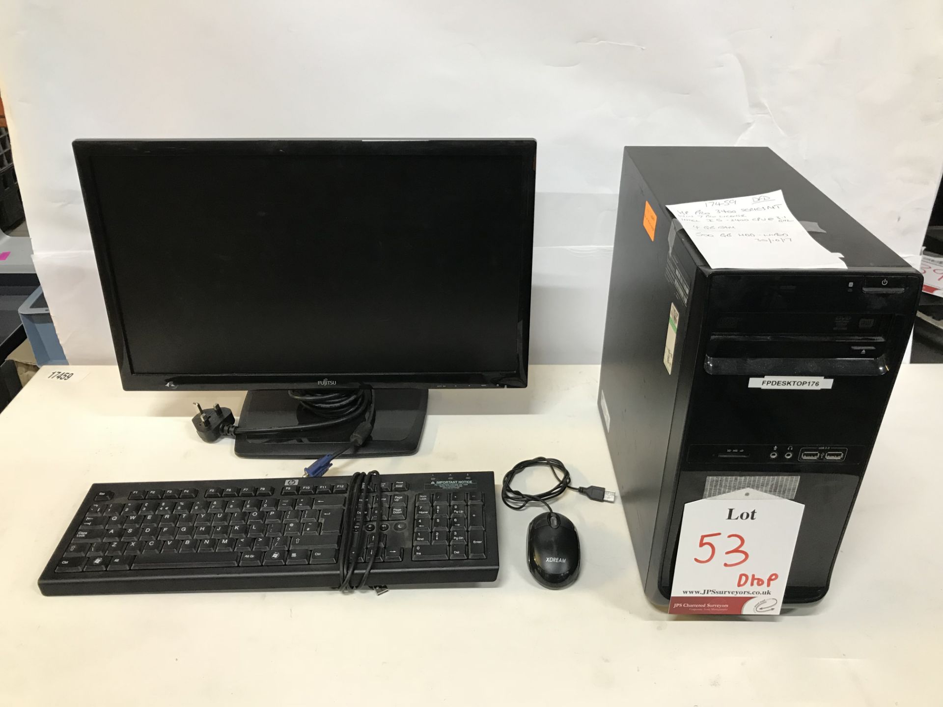 HP Pro 3400 Desktop Computer w/ Monitor, Keyboard & Mouse